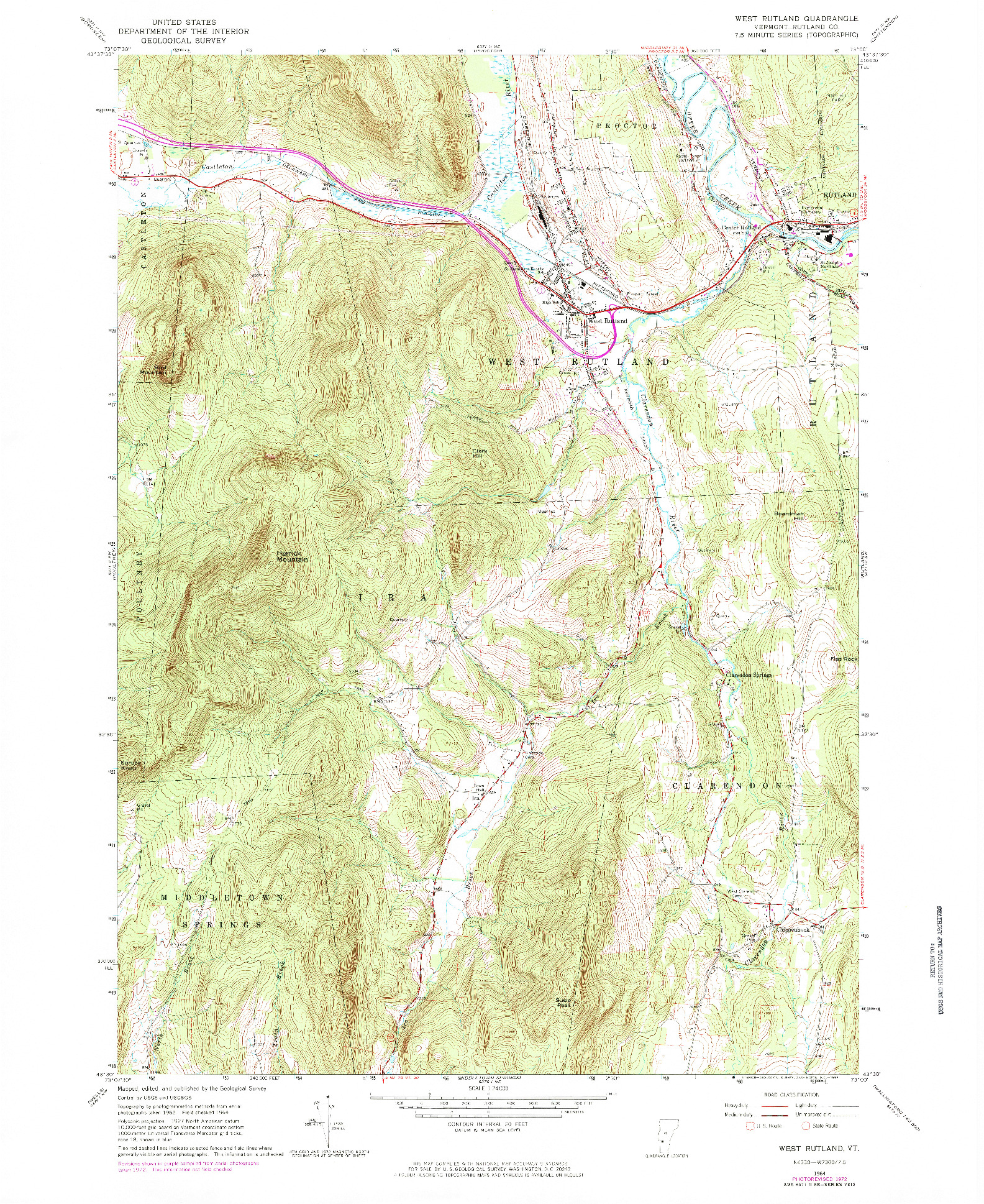 USGS 1:24000-SCALE QUADRANGLE FOR WEST RUTLAND, VT 1964