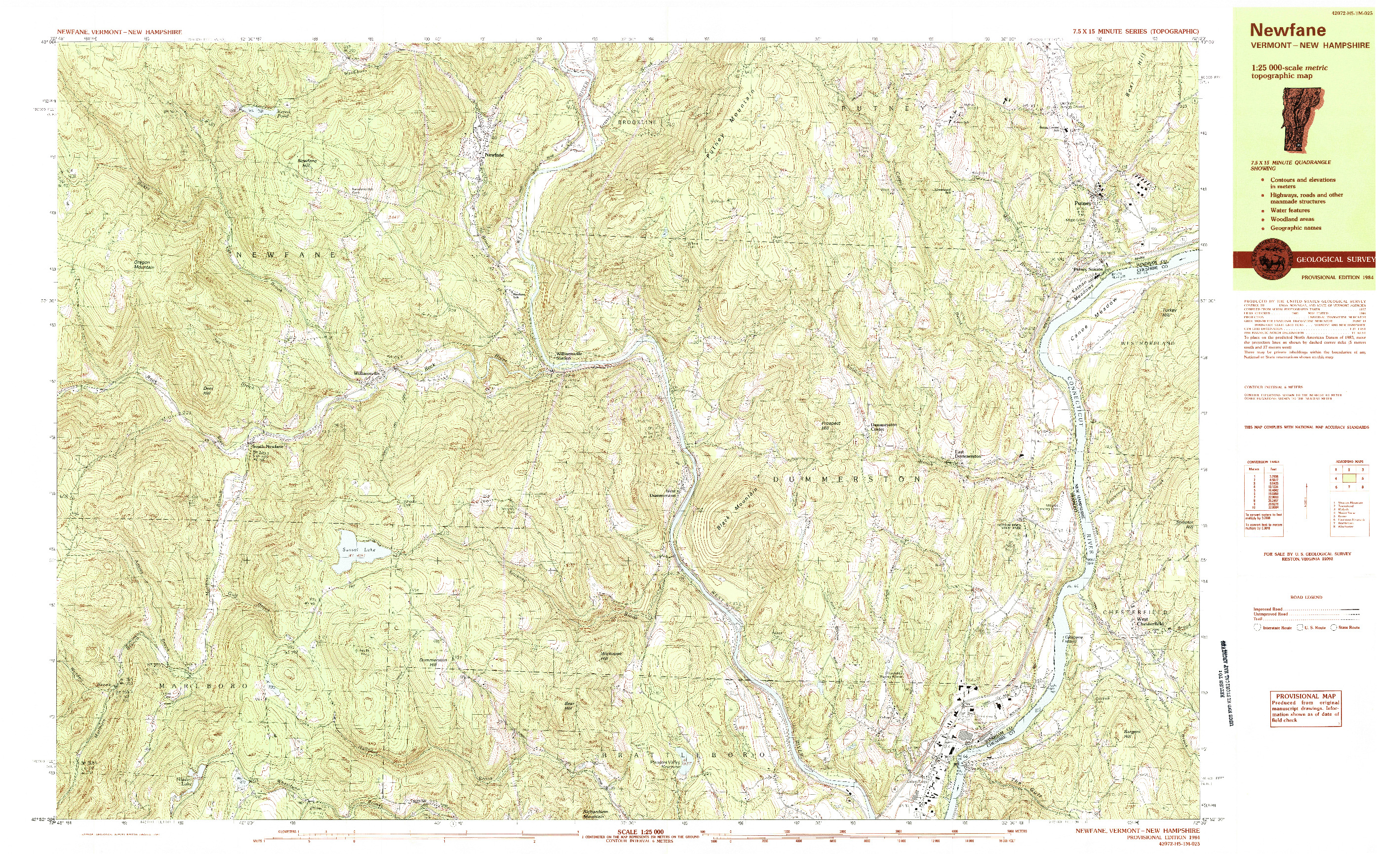 USGS 1:25000-SCALE QUADRANGLE FOR NEWFANE, VT 1984