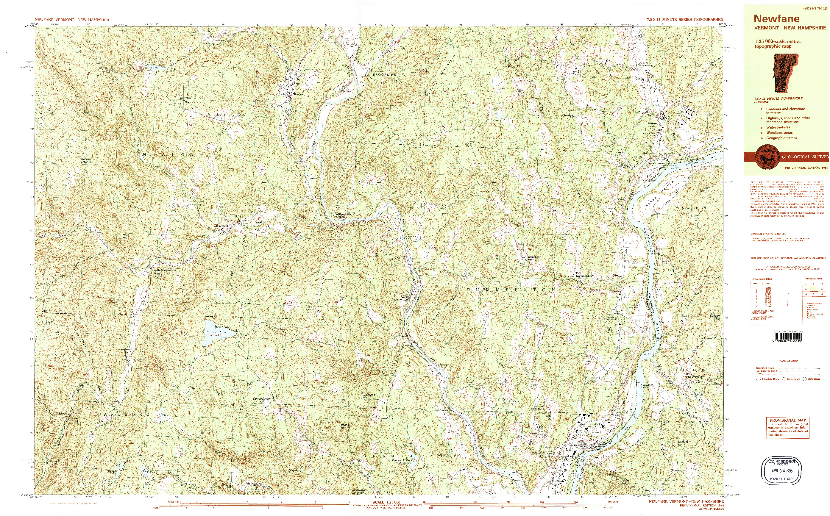 USGS 1:25000-SCALE QUADRANGLE FOR NEWFANE, VT 1984