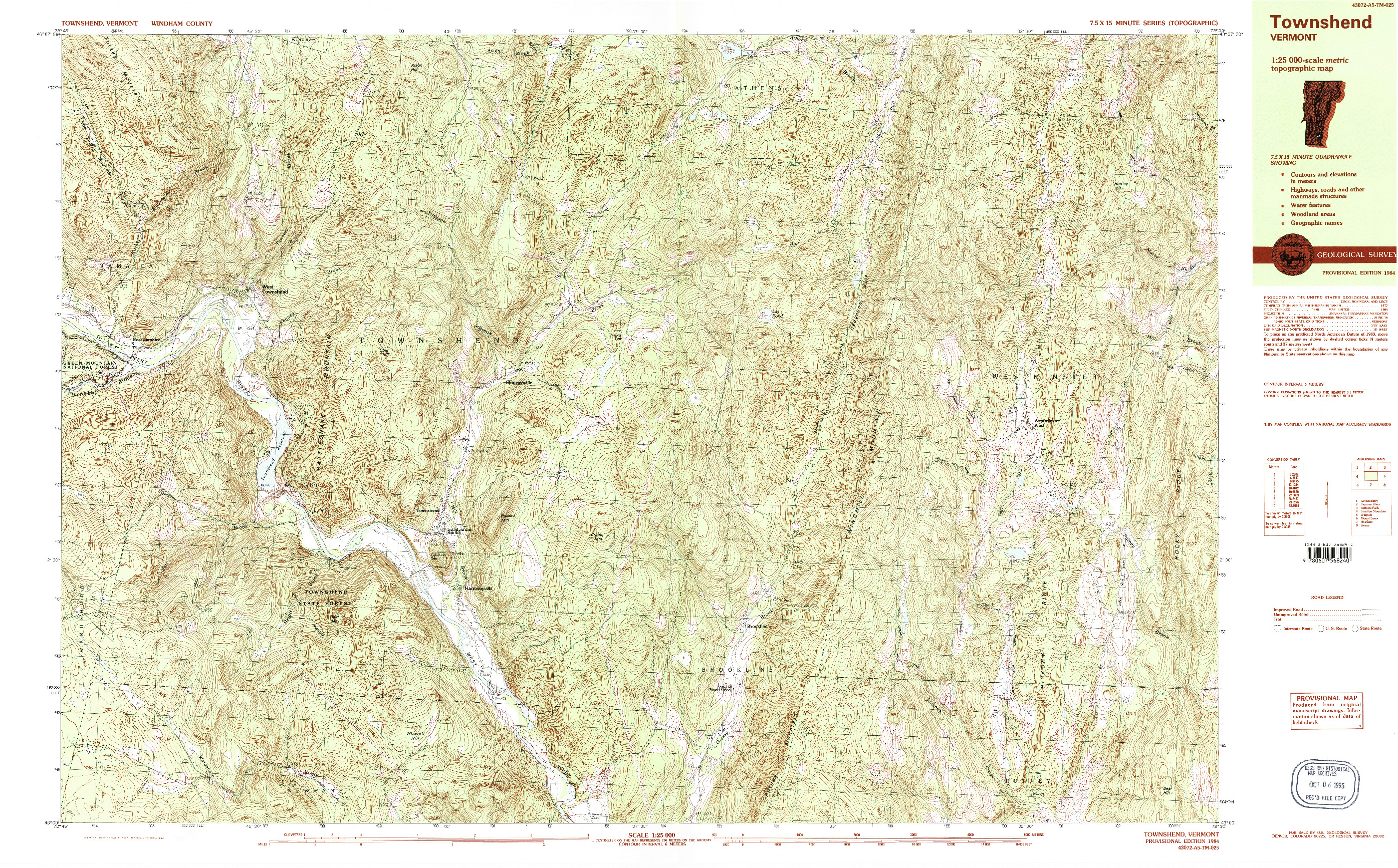 USGS 1:25000-SCALE QUADRANGLE FOR TOWNSHEND, VT 1984