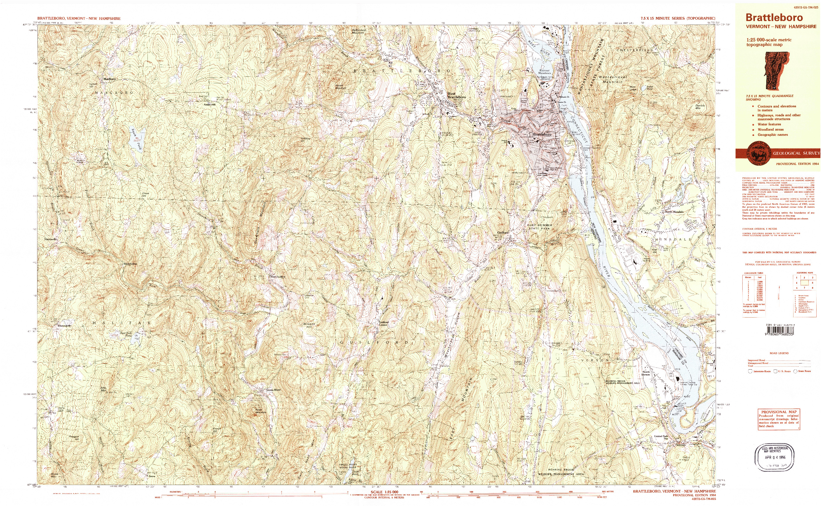 USGS 1:25000-SCALE QUADRANGLE FOR BRATTLEBORO, VT 1984