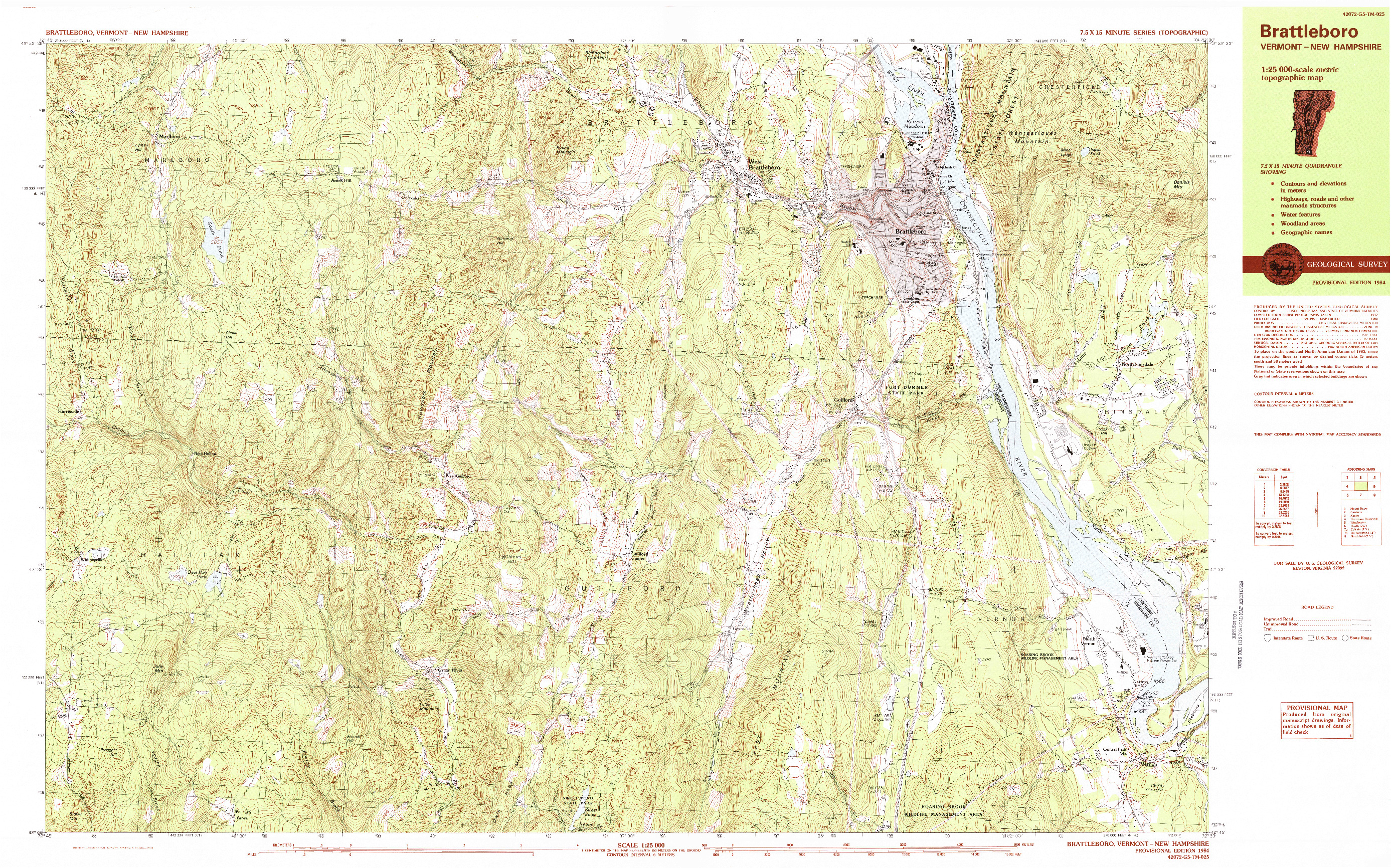 USGS 1:25000-SCALE QUADRANGLE FOR BRATTLEBORO, VT 1984