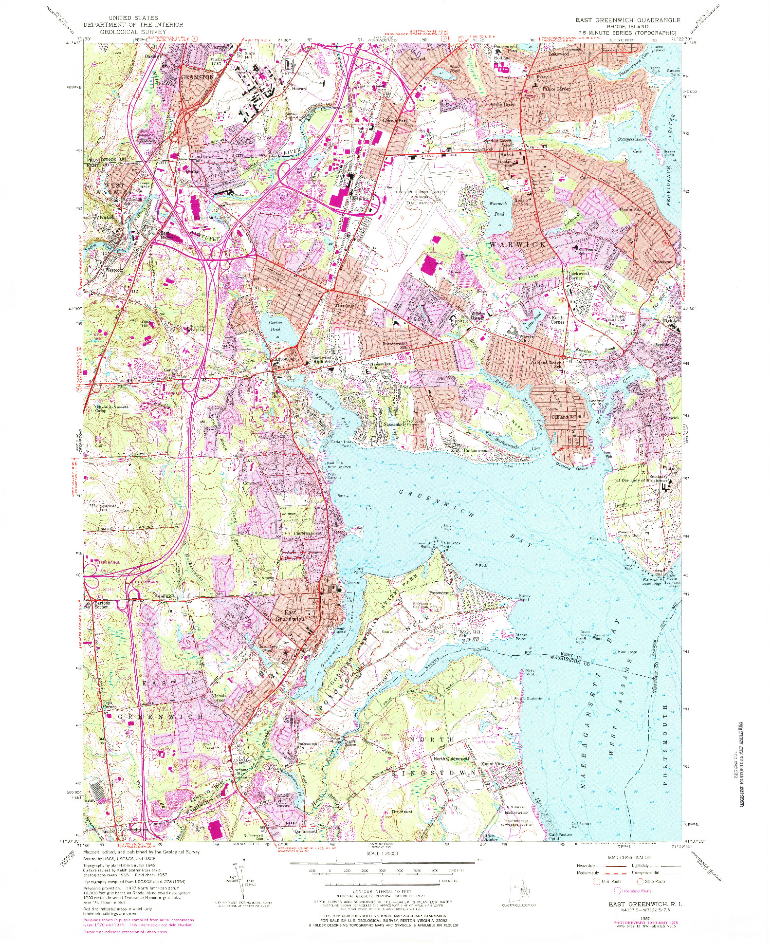 USGS 1:24000-SCALE QUADRANGLE FOR EAST GREENWICH, RI 1957