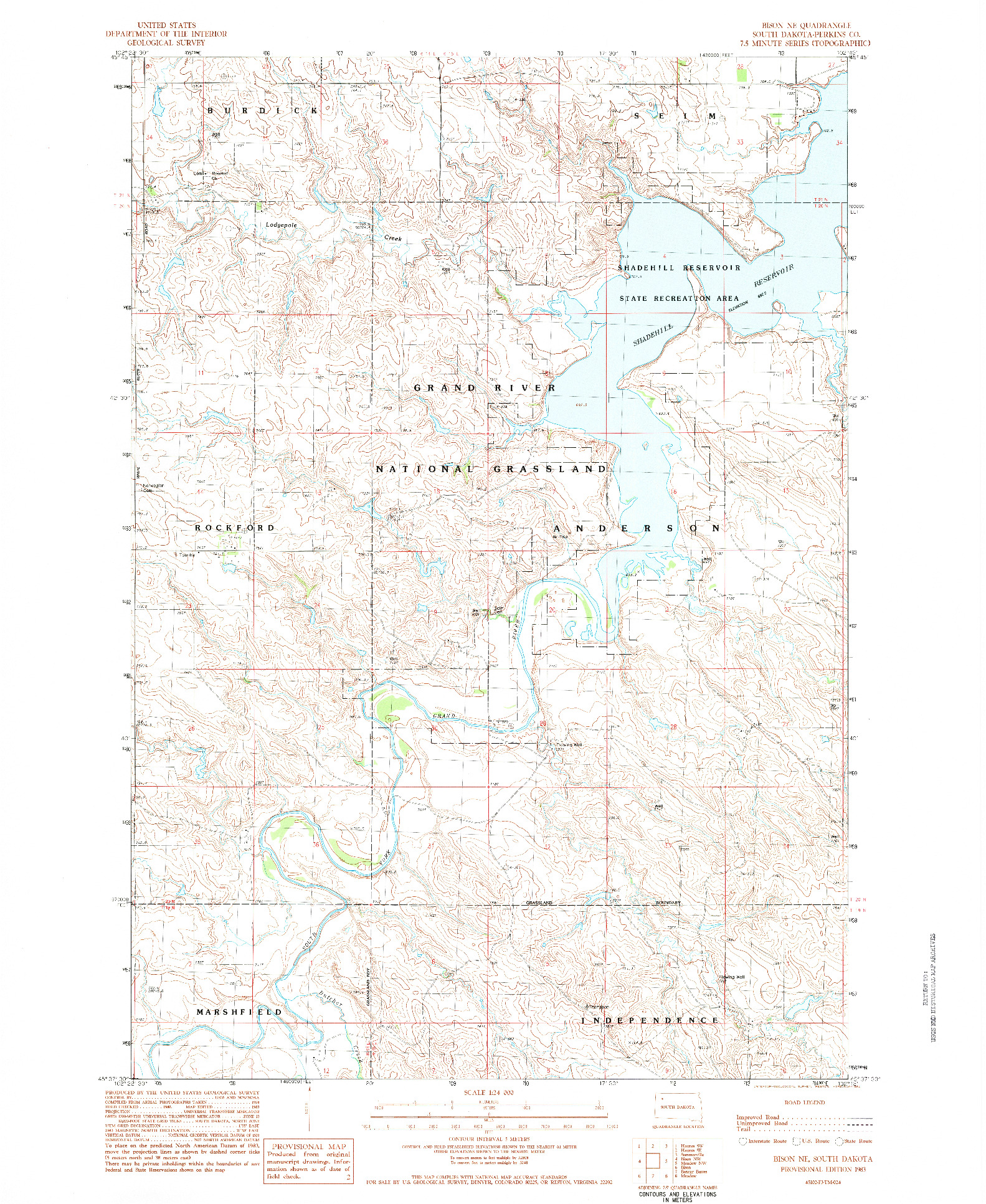 USGS 1:24000-SCALE QUADRANGLE FOR BISON NE, SD 1983
