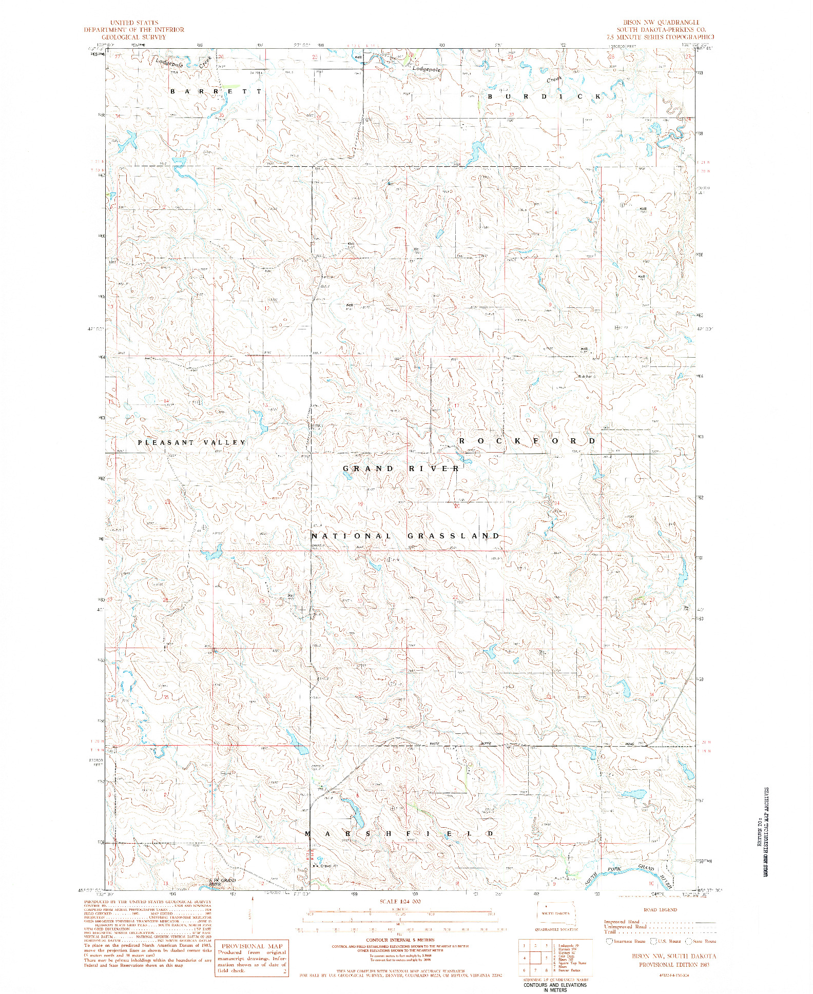 USGS 1:24000-SCALE QUADRANGLE FOR BISON NW, SD 1983