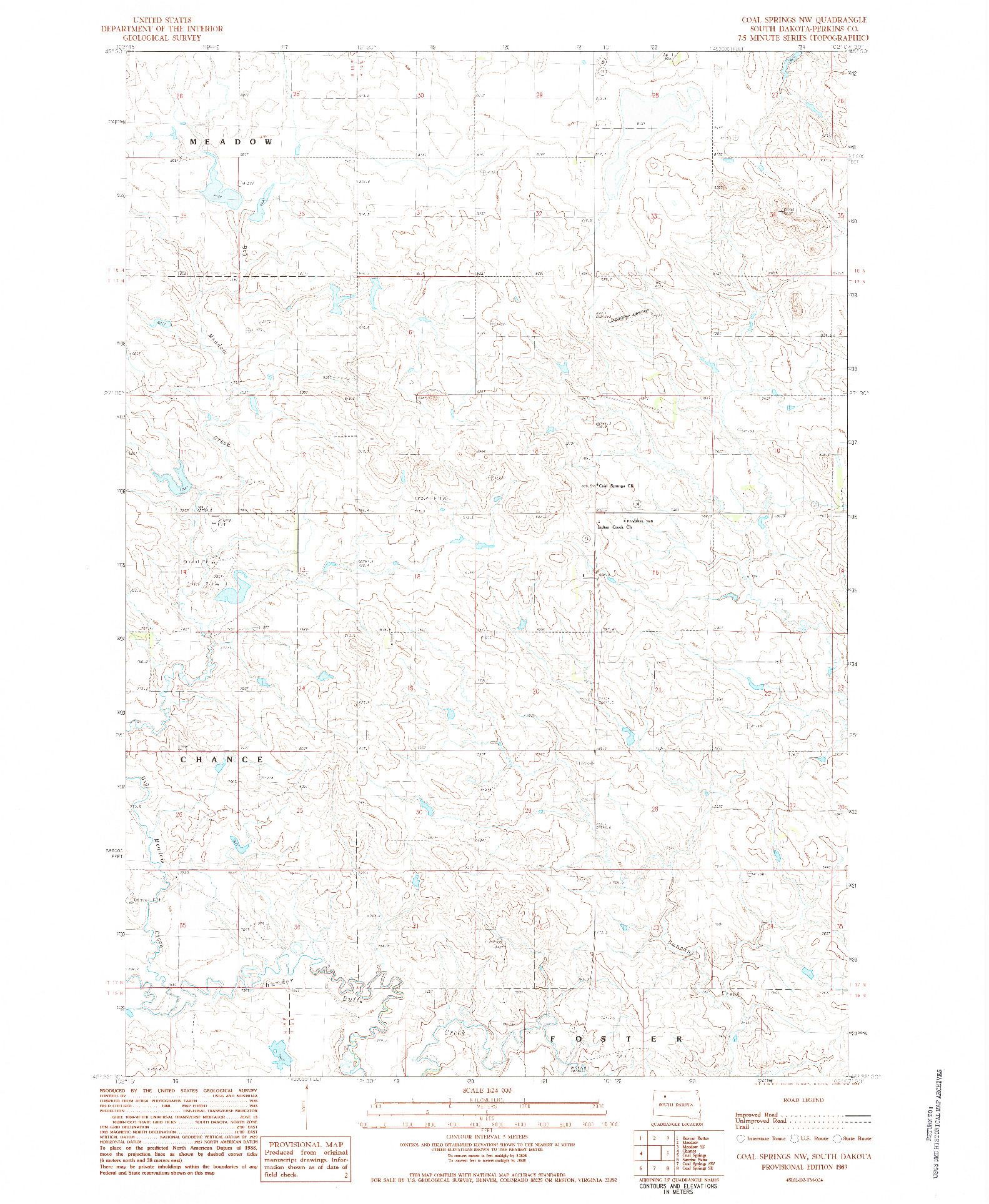 USGS 1:24000-SCALE QUADRANGLE FOR COAL SPRINGS NW, SD 1983