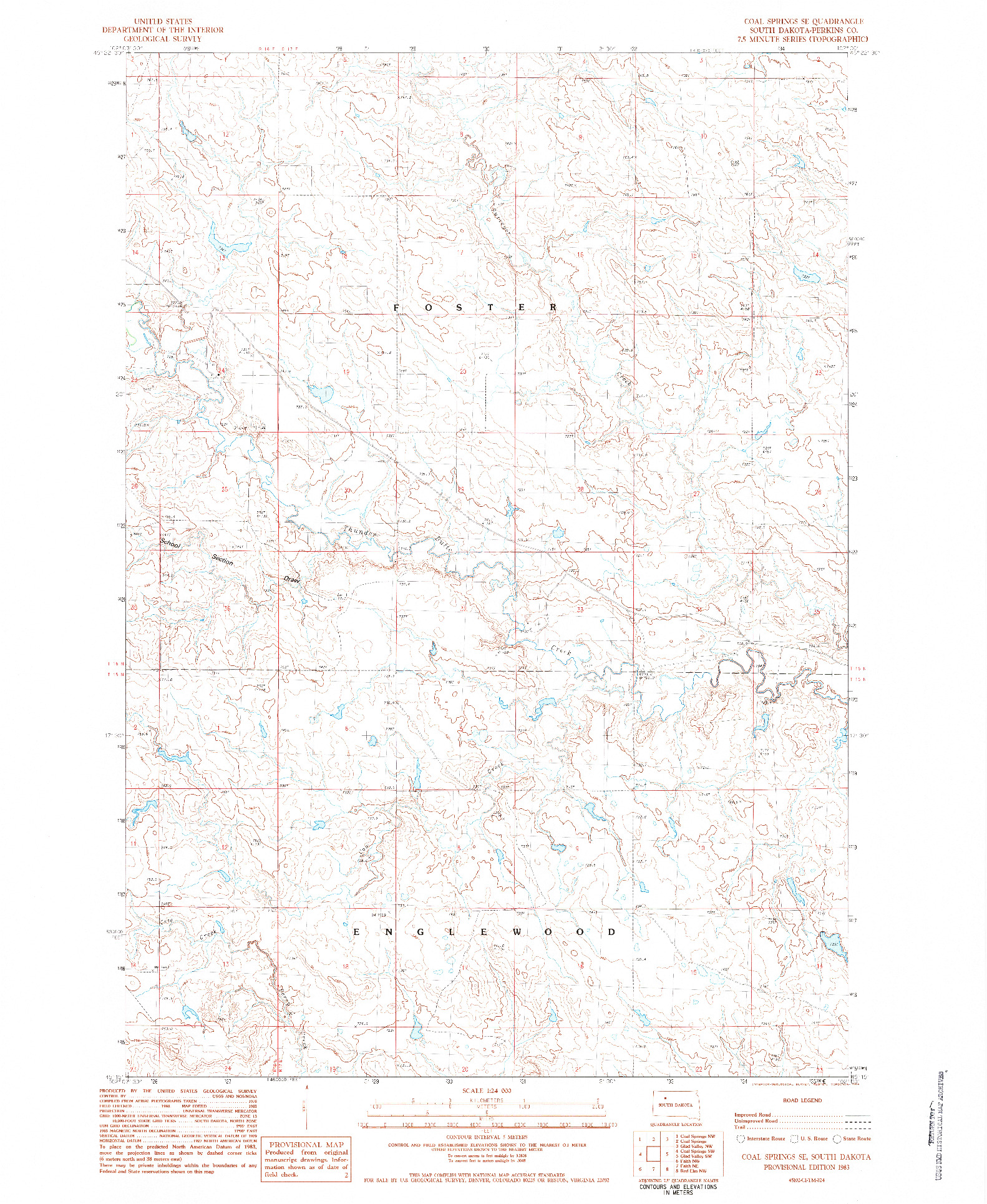 USGS 1:24000-SCALE QUADRANGLE FOR COAL SPRINGS SE, SD 1983