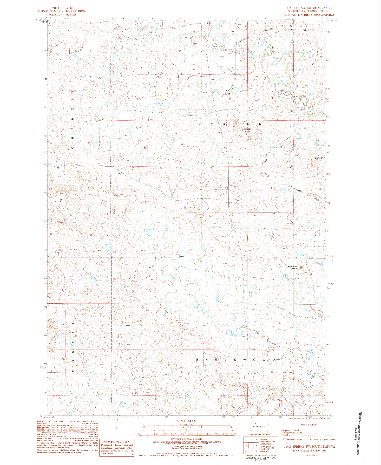 USGS 1:24000-SCALE QUADRANGLE FOR COAL SPRINGS SW, SD 1983