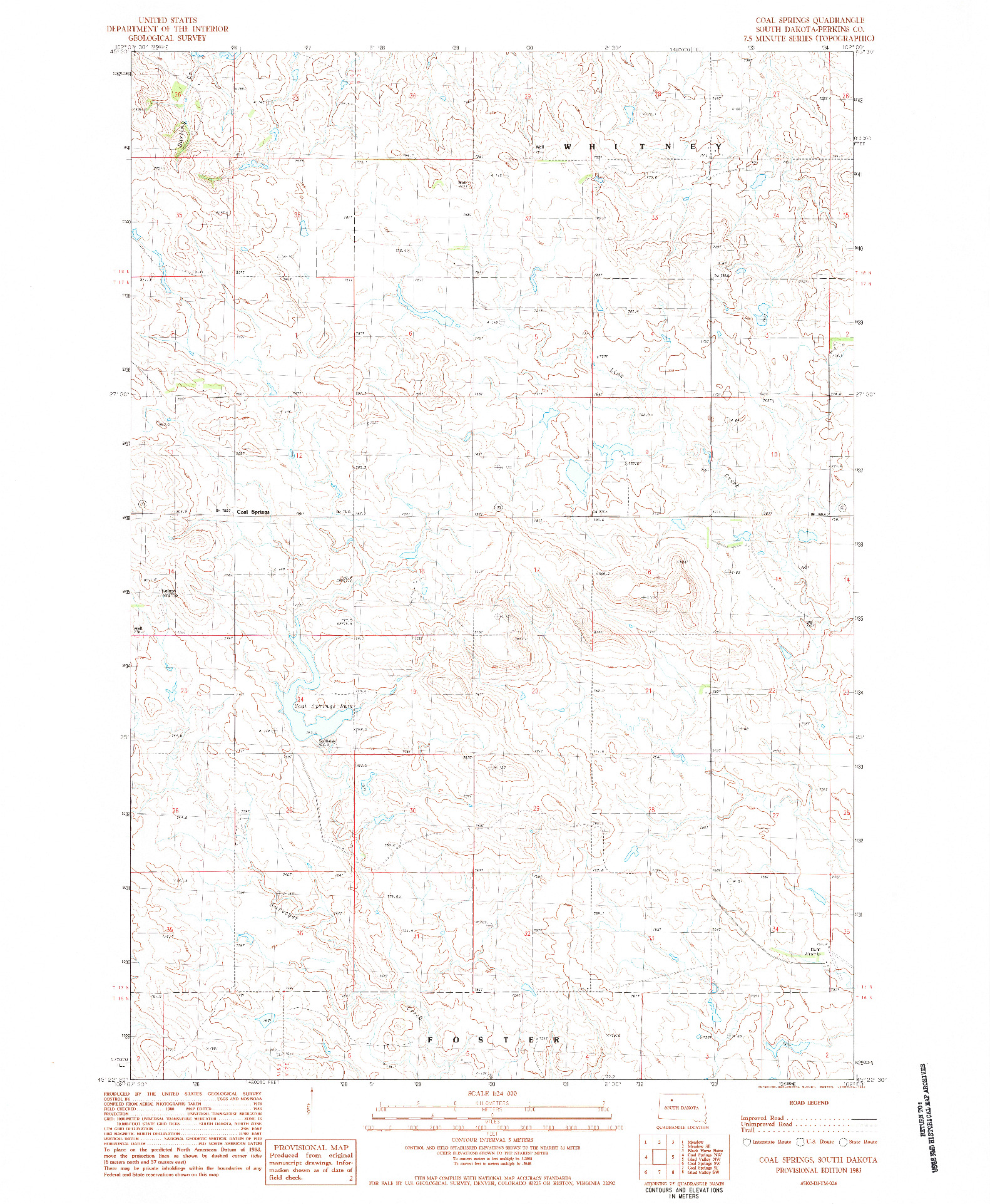 USGS 1:24000-SCALE QUADRANGLE FOR COAL SPRINGS, SD 1983