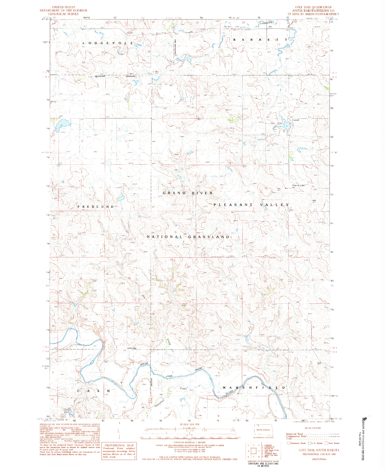 USGS 1:24000-SCALE QUADRANGLE FOR COLE DAM, SD 1983