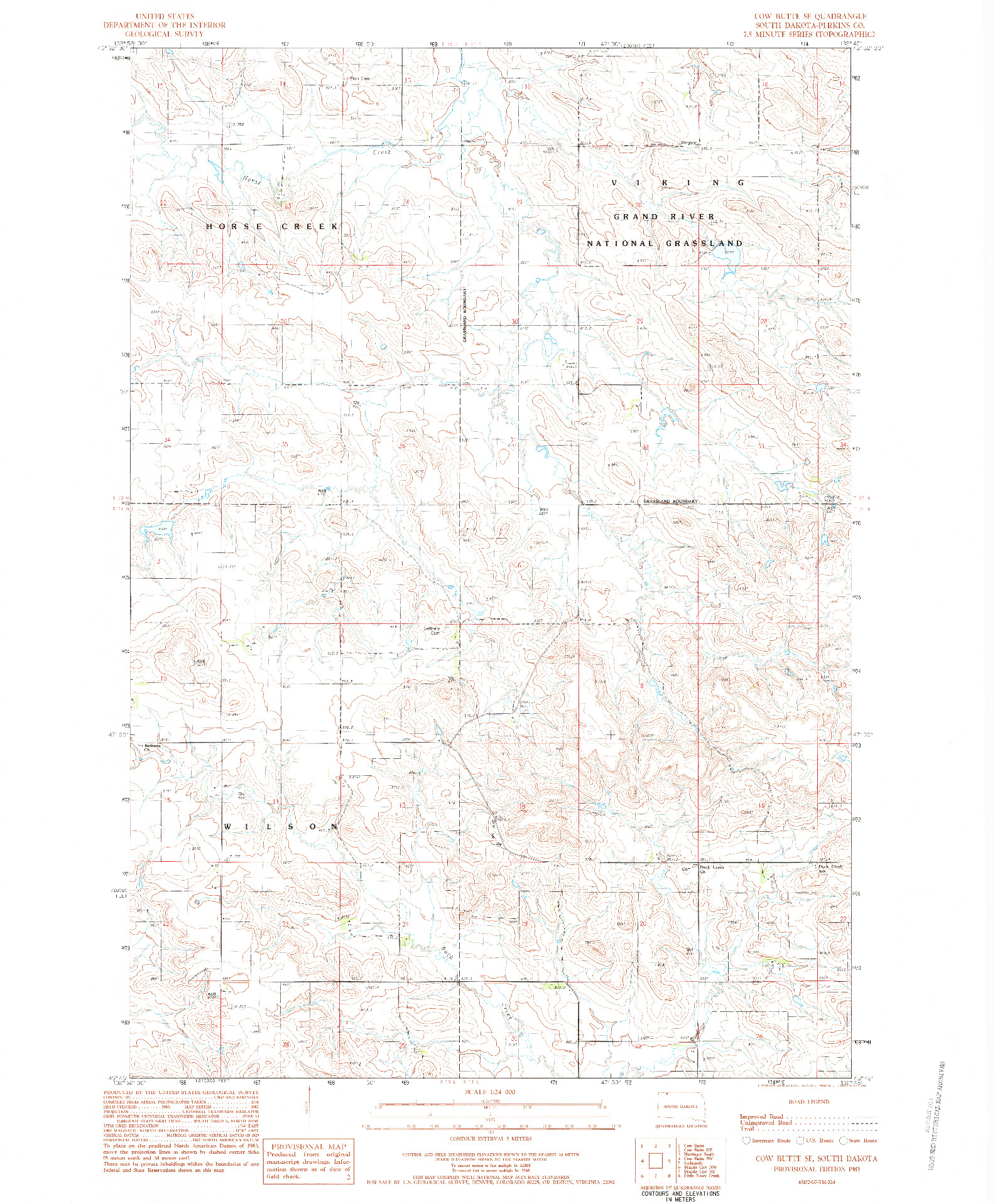 USGS 1:24000-SCALE QUADRANGLE FOR COW BUTTE SE, SD 1983