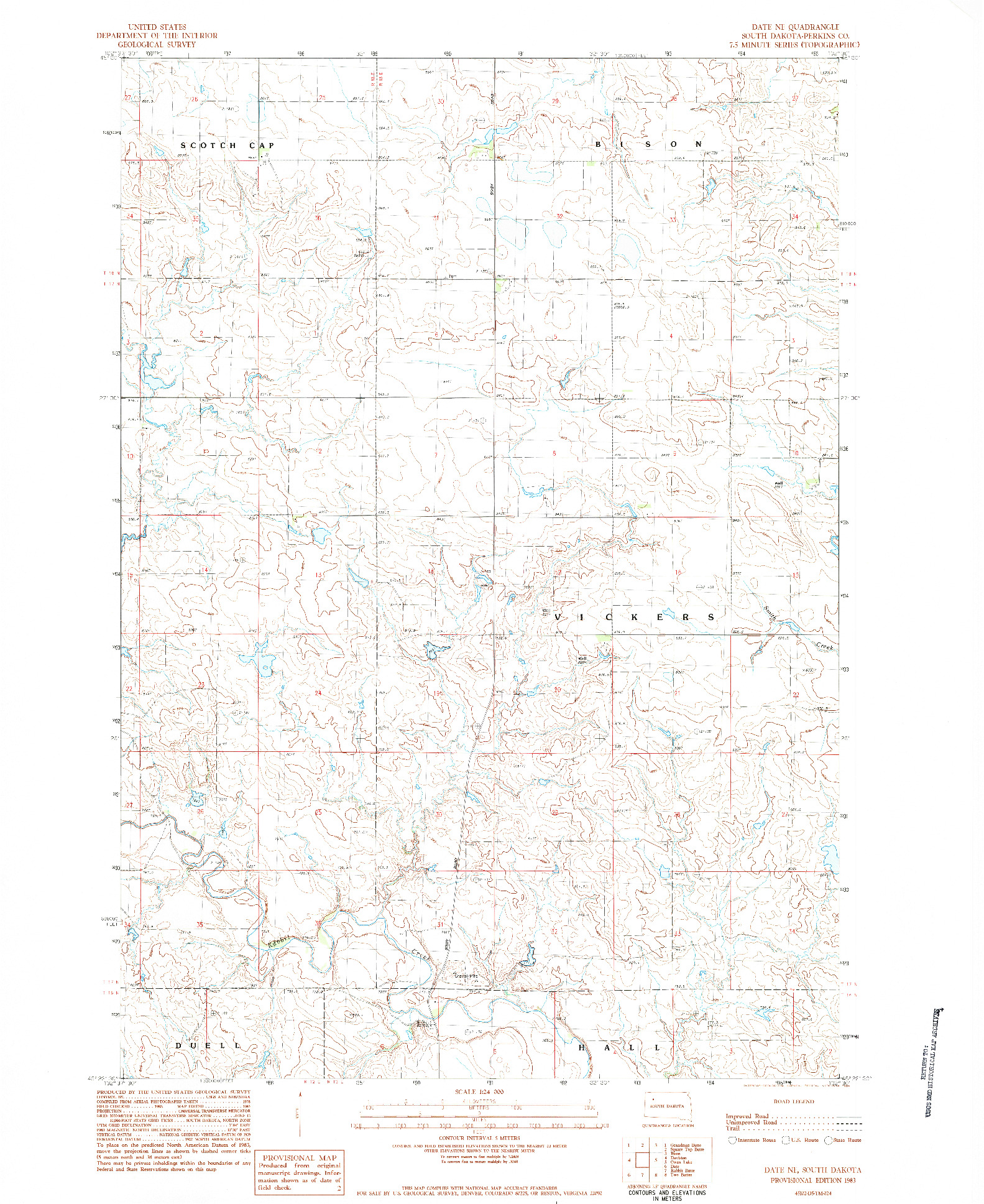 USGS 1:24000-SCALE QUADRANGLE FOR DATE NE, SD 1983