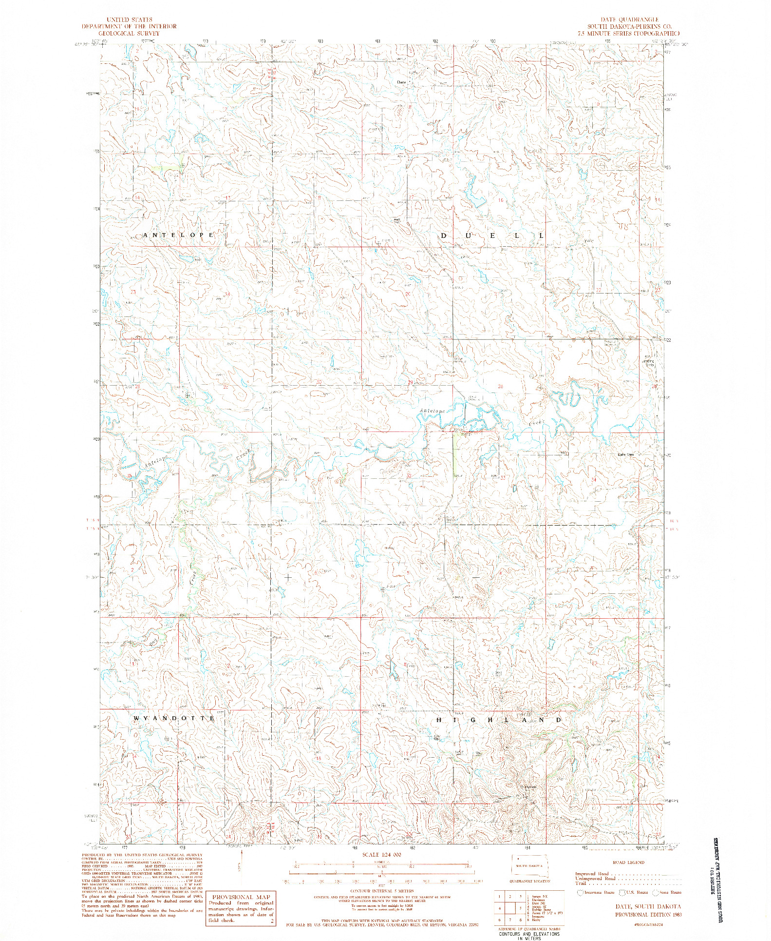 USGS 1:24000-SCALE QUADRANGLE FOR DATE, SD 1983