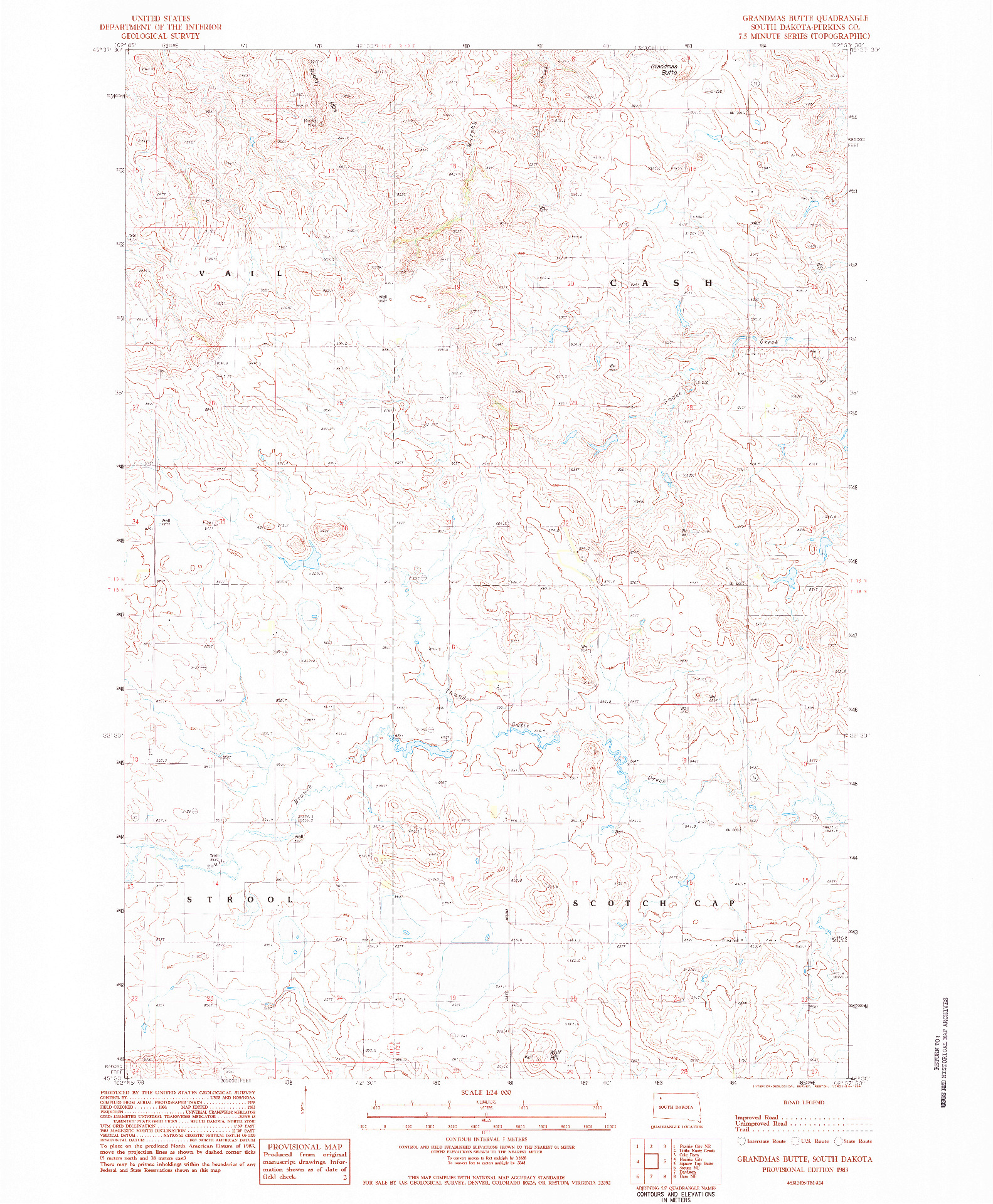 USGS 1:24000-SCALE QUADRANGLE FOR GRANDMAS BUTTE, SD 1983