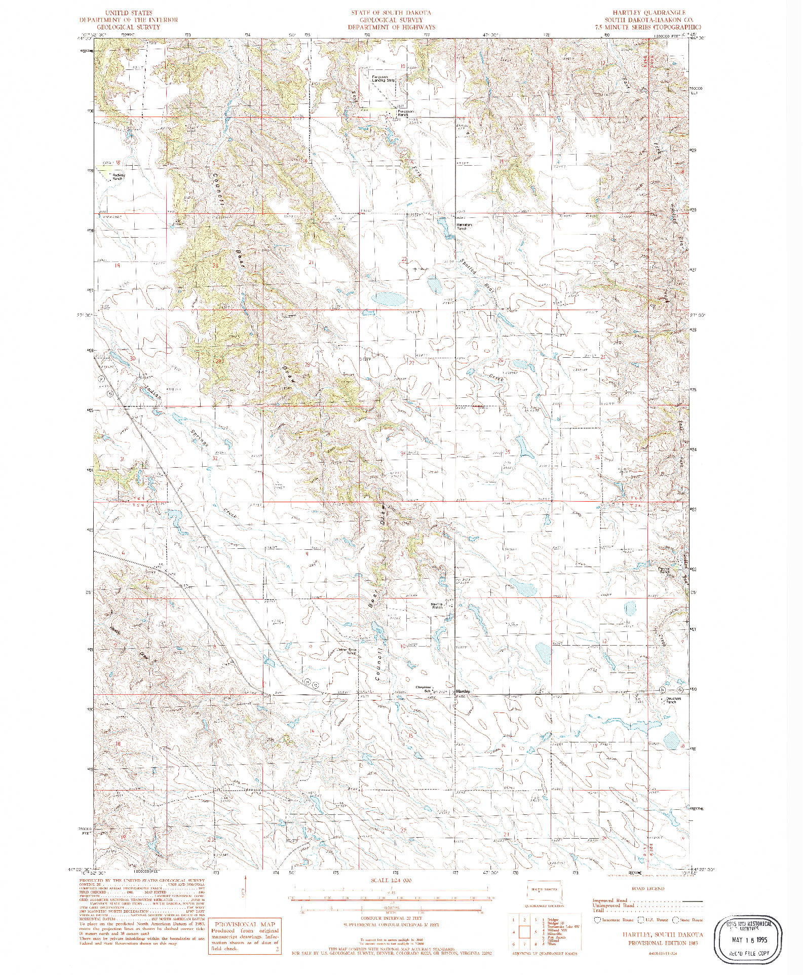 USGS 1:24000-SCALE QUADRANGLE FOR HARTLEY, SD 1983