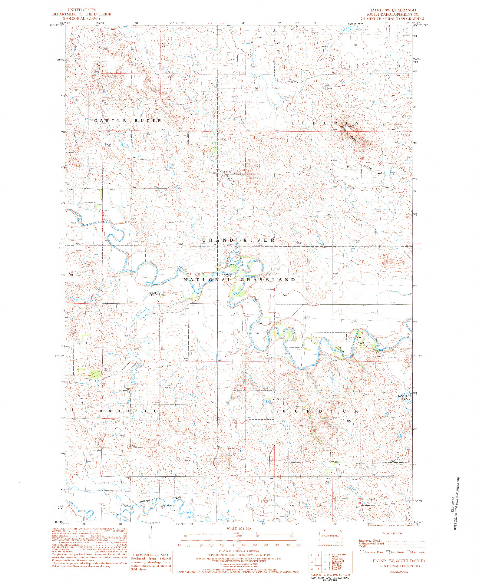 USGS 1:24000-SCALE QUADRANGLE FOR HAYNES SW, SD 1983