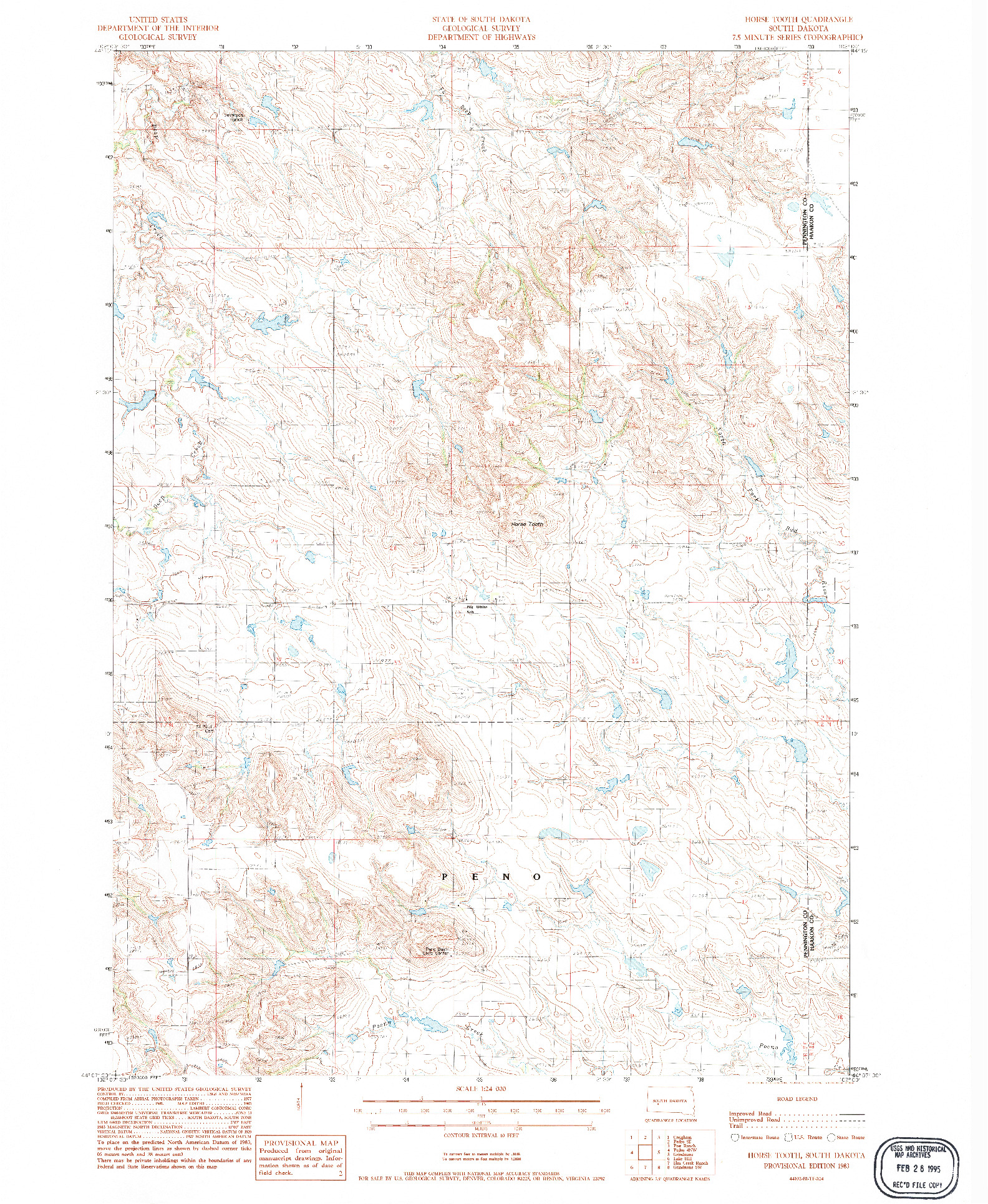 USGS 1:24000-SCALE QUADRANGLE FOR HORSE TOOTH, SD 1983