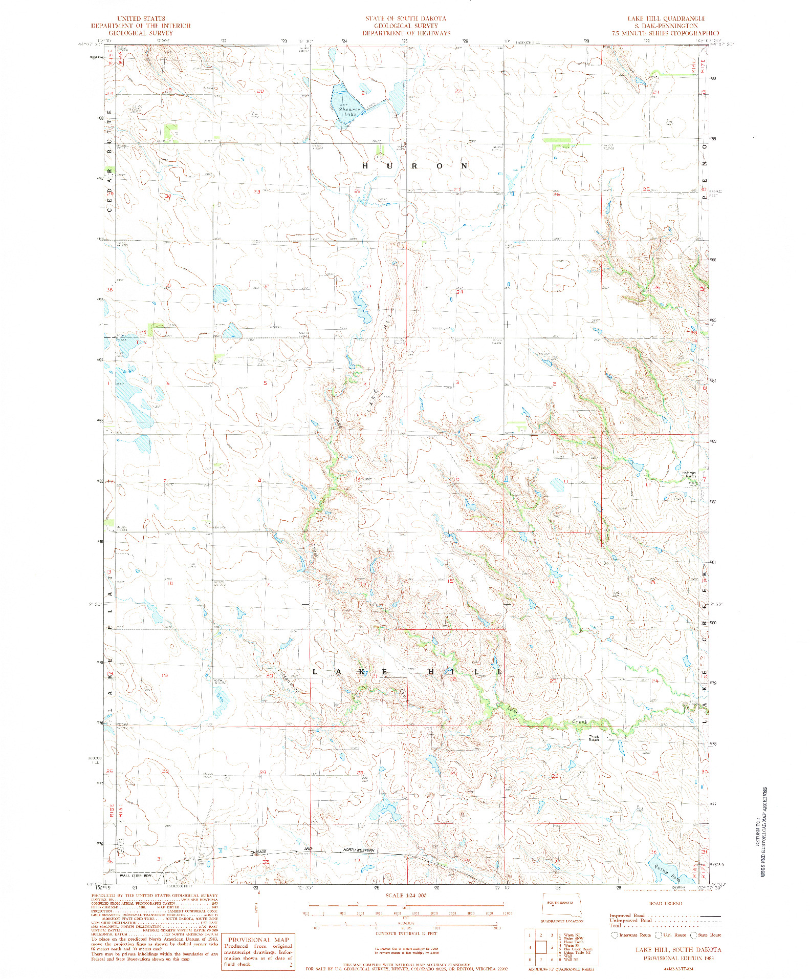 USGS 1:24000-SCALE QUADRANGLE FOR LAKE HILL, SD 1983