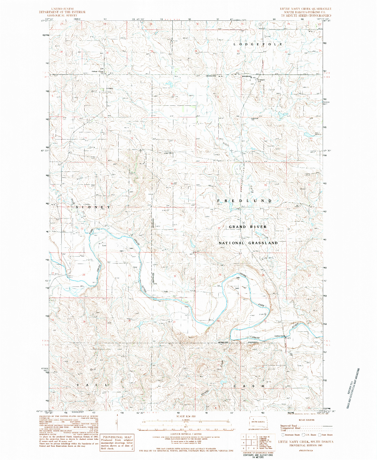 USGS 1:24000-SCALE QUADRANGLE FOR LITTLE NASTY CREEK, SD 1983