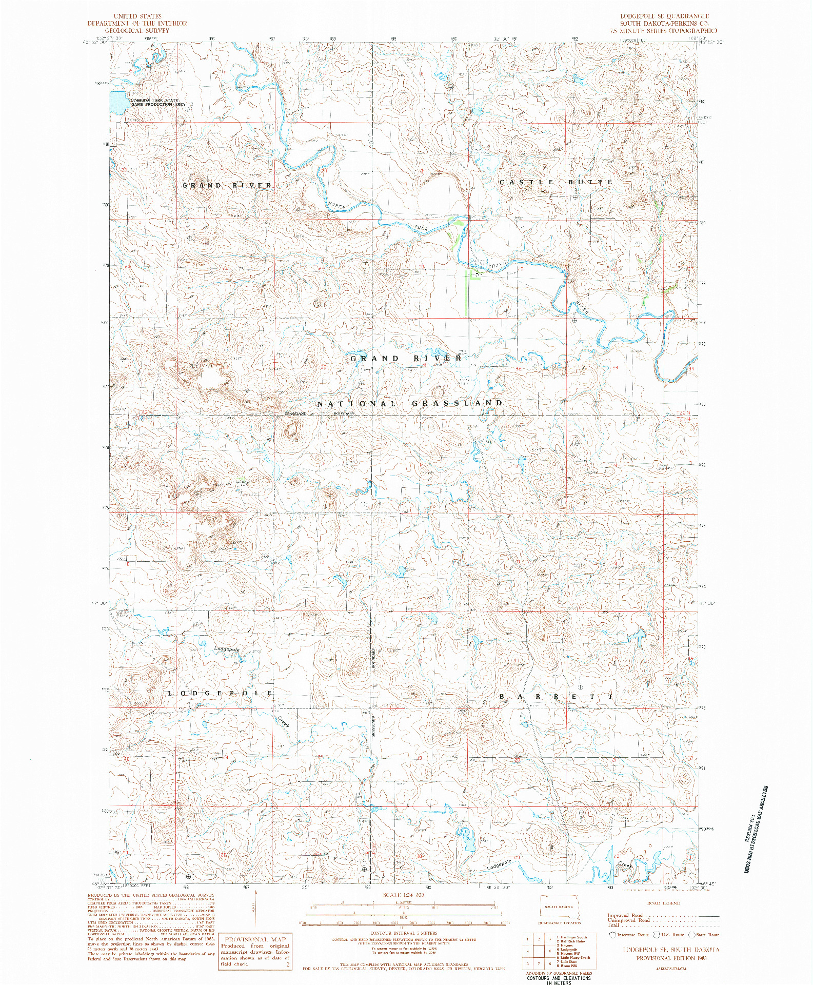 USGS 1:24000-SCALE QUADRANGLE FOR LODGEPOLE SE, SD 1983