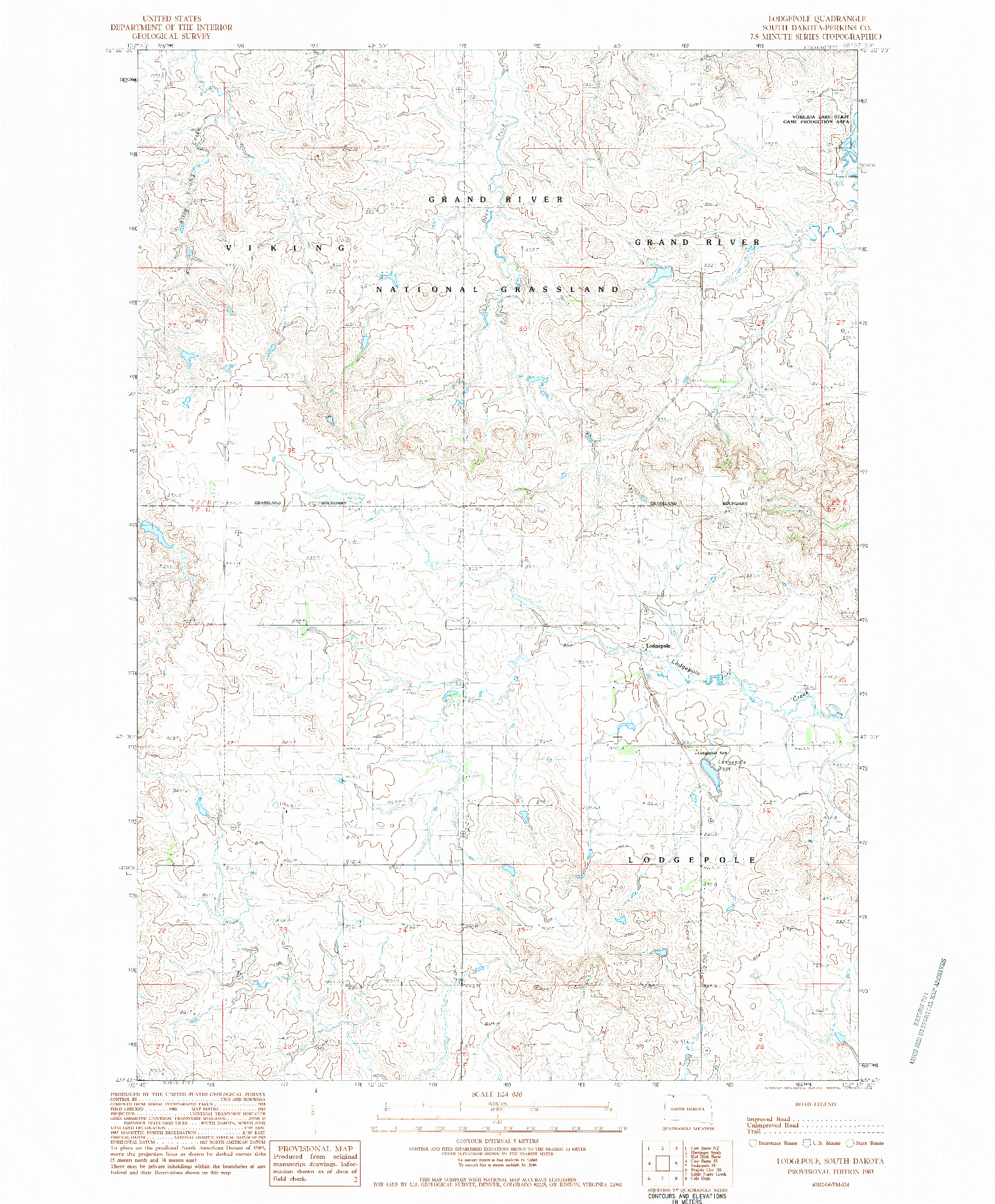 USGS 1:24000-SCALE QUADRANGLE FOR LODGEPOLE, SD 1983