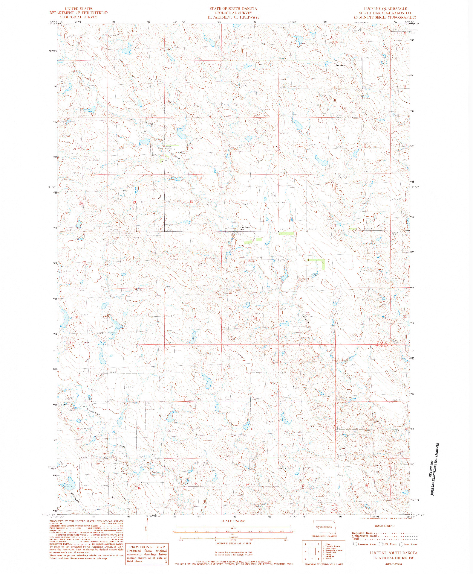 USGS 1:24000-SCALE QUADRANGLE FOR LUCERNE, SD 1983