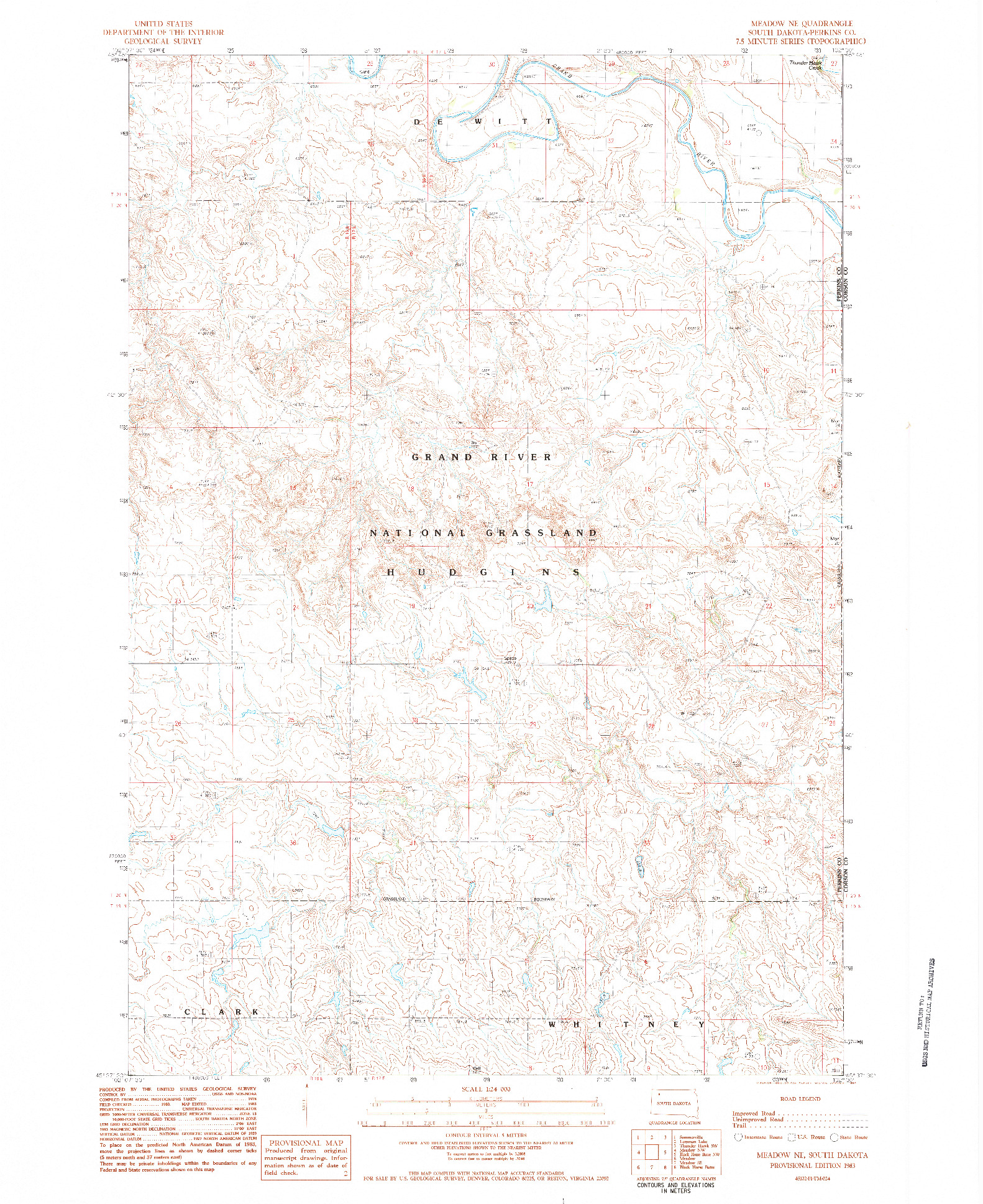 USGS 1:24000-SCALE QUADRANGLE FOR MEADOW NE, SD 1983
