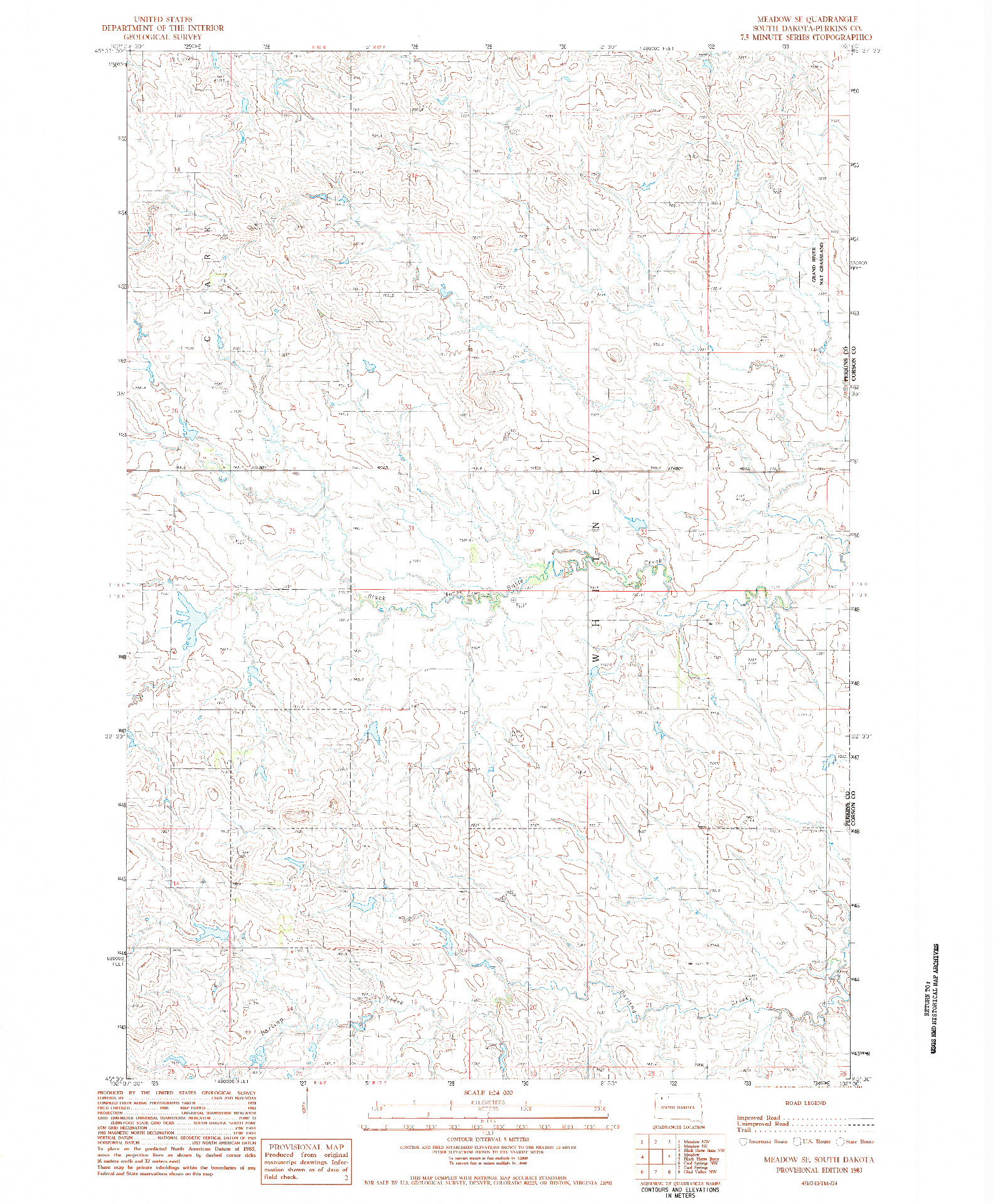 USGS 1:24000-SCALE QUADRANGLE FOR MEADOW SE, SD 1983