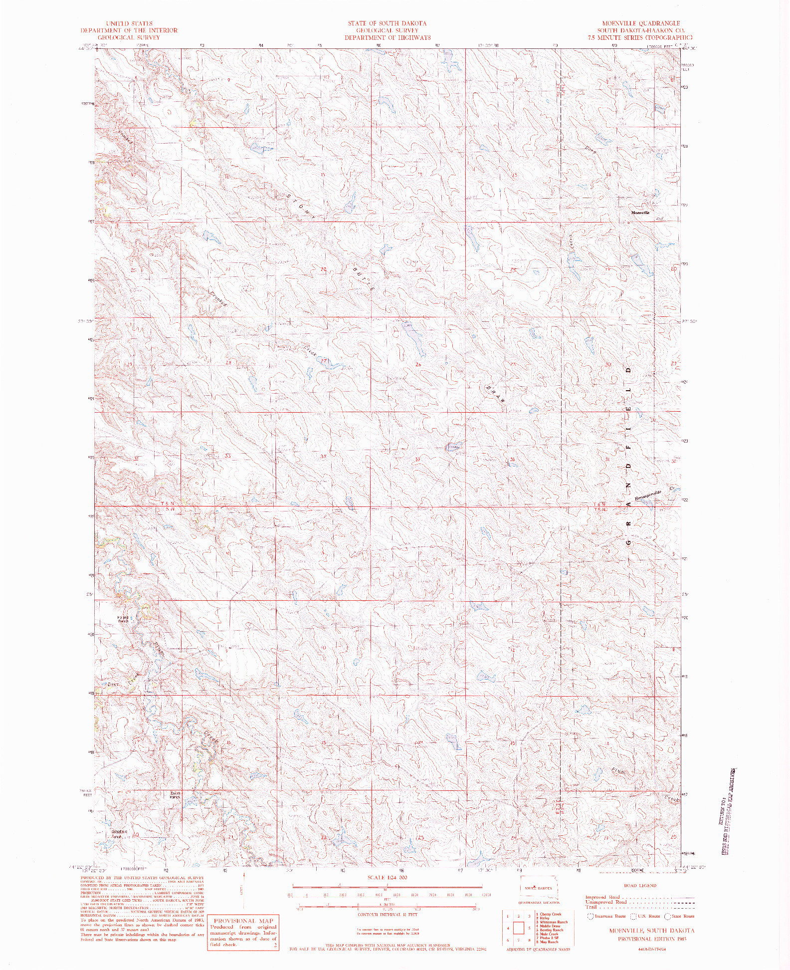 USGS 1:24000-SCALE QUADRANGLE FOR MOENVILLE, SD 1983