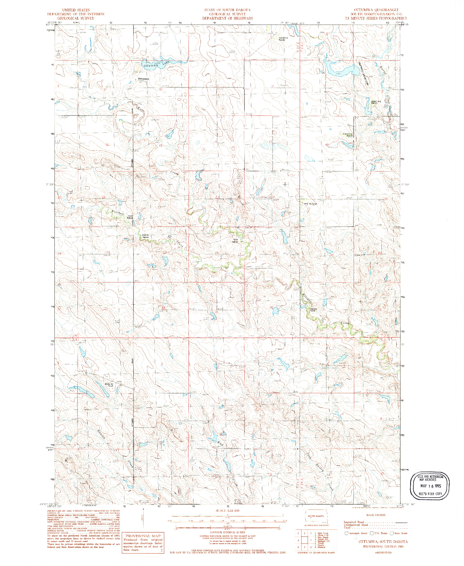 USGS 1:24000-SCALE QUADRANGLE FOR OTTUMWA, SD 1983