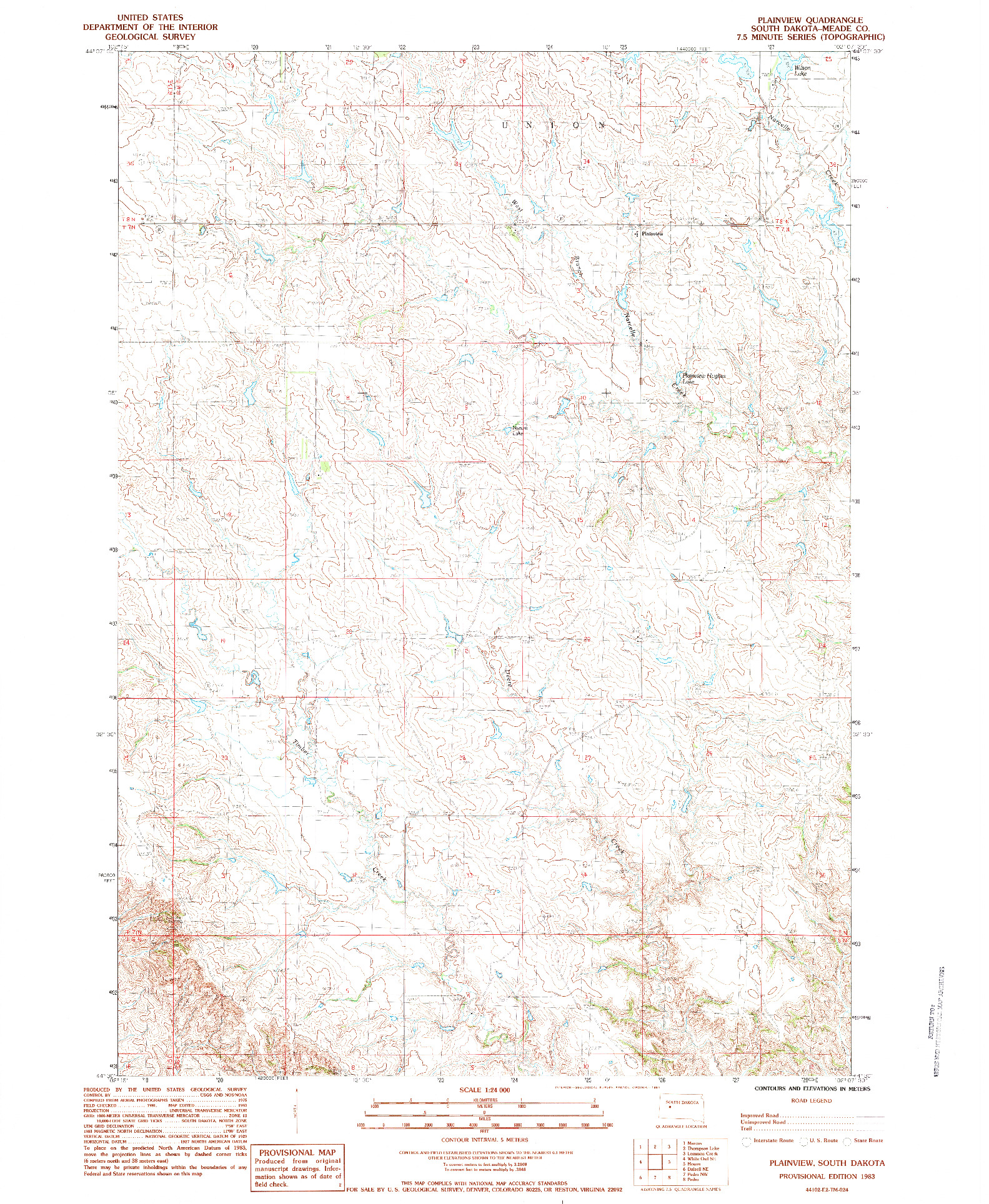 USGS 1:24000-SCALE QUADRANGLE FOR PLAINVIEW, SD 1983