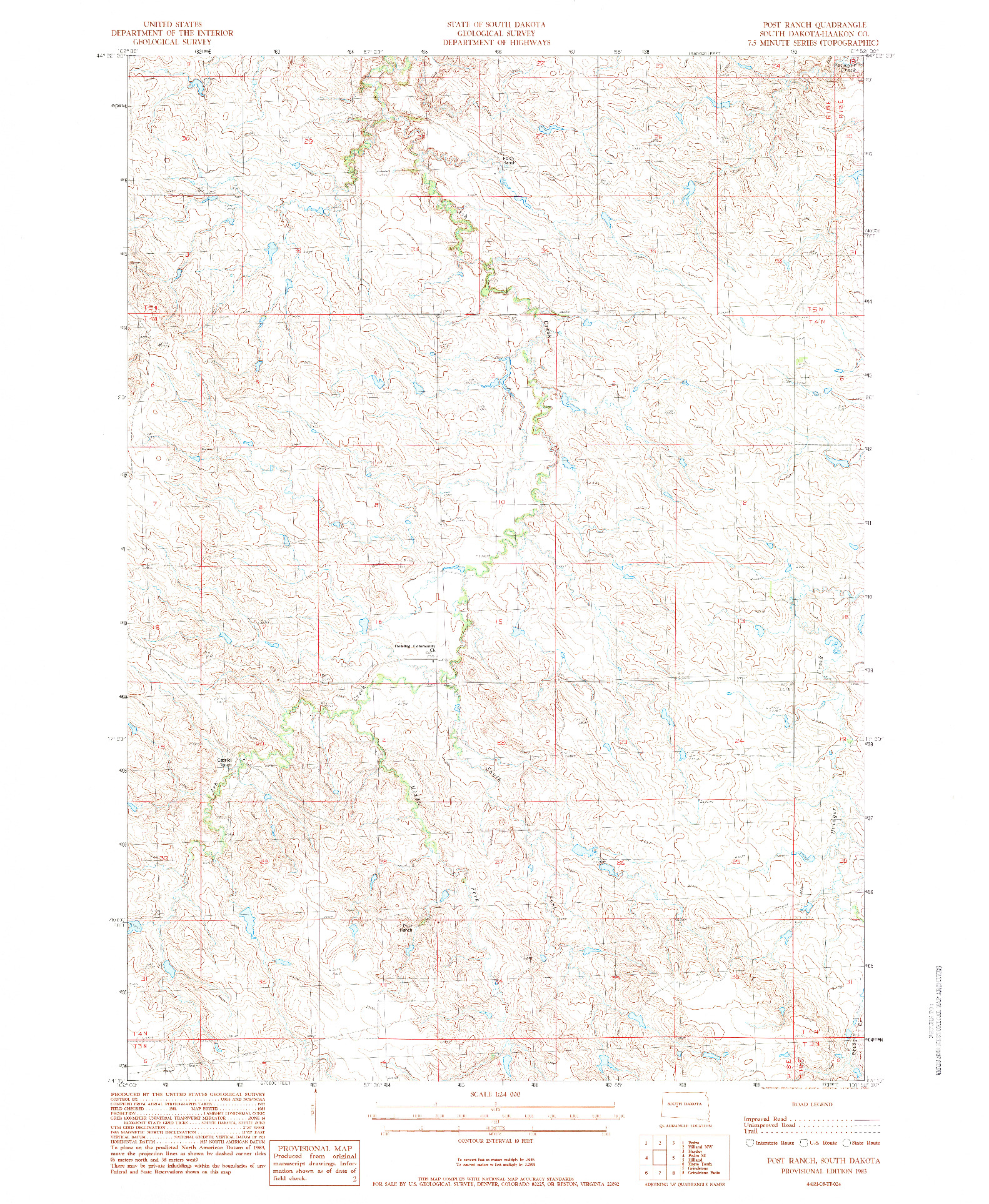 USGS 1:24000-SCALE QUADRANGLE FOR POST RANCH, SD 1983