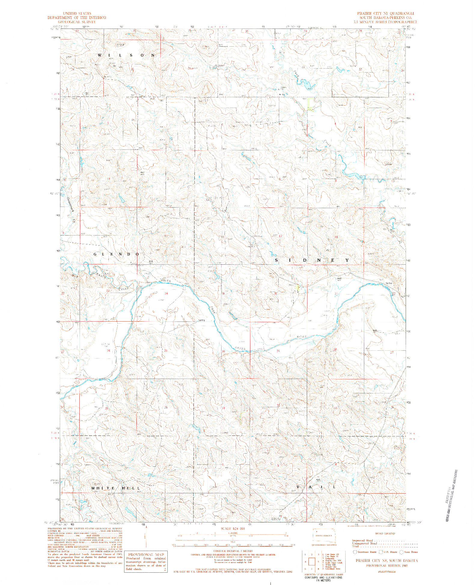 USGS 1:24000-SCALE QUADRANGLE FOR PRAIRIE CITY NE, SD 1983