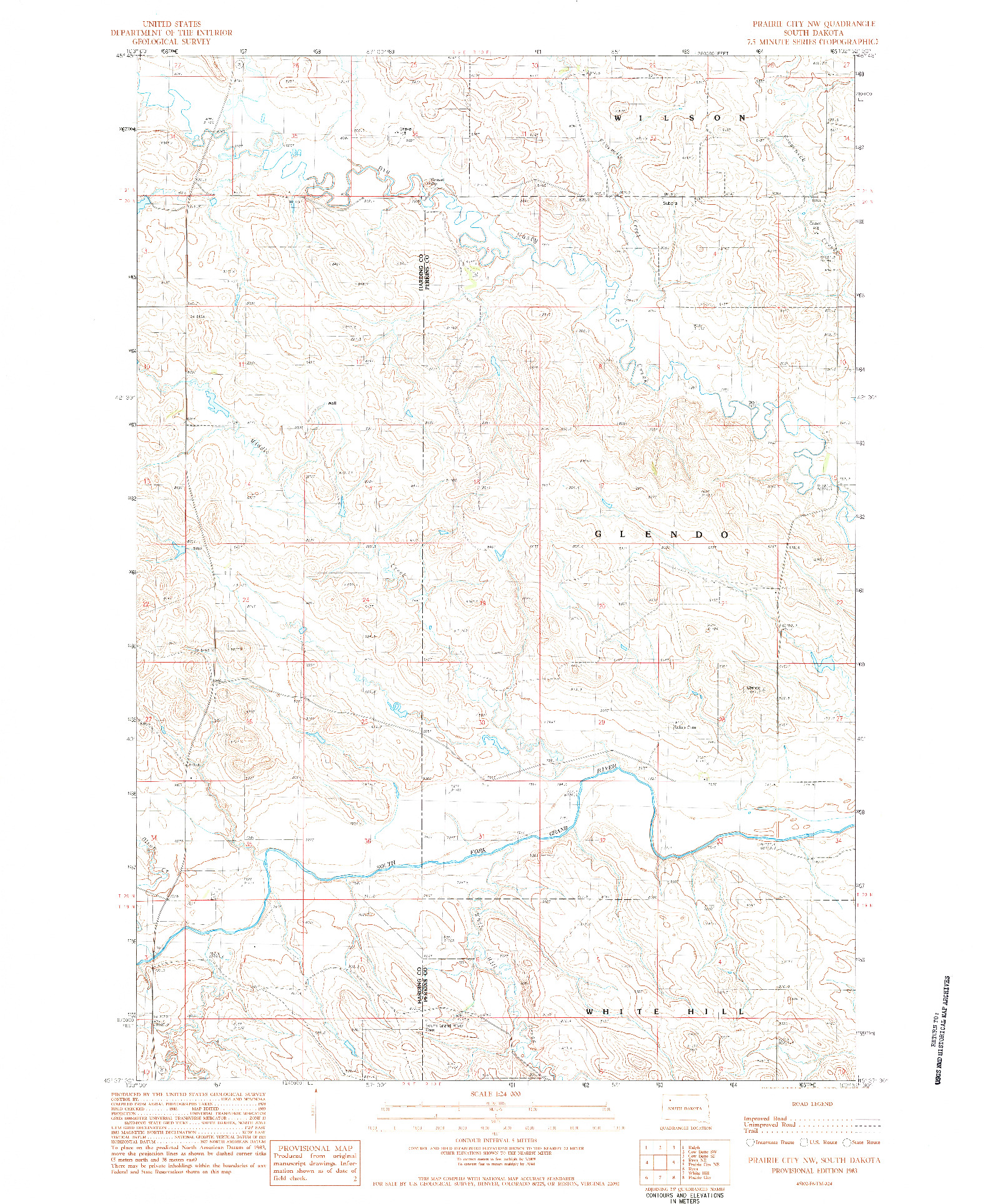 USGS 1:24000-SCALE QUADRANGLE FOR PRAIRIE CITY NW, SD 1983