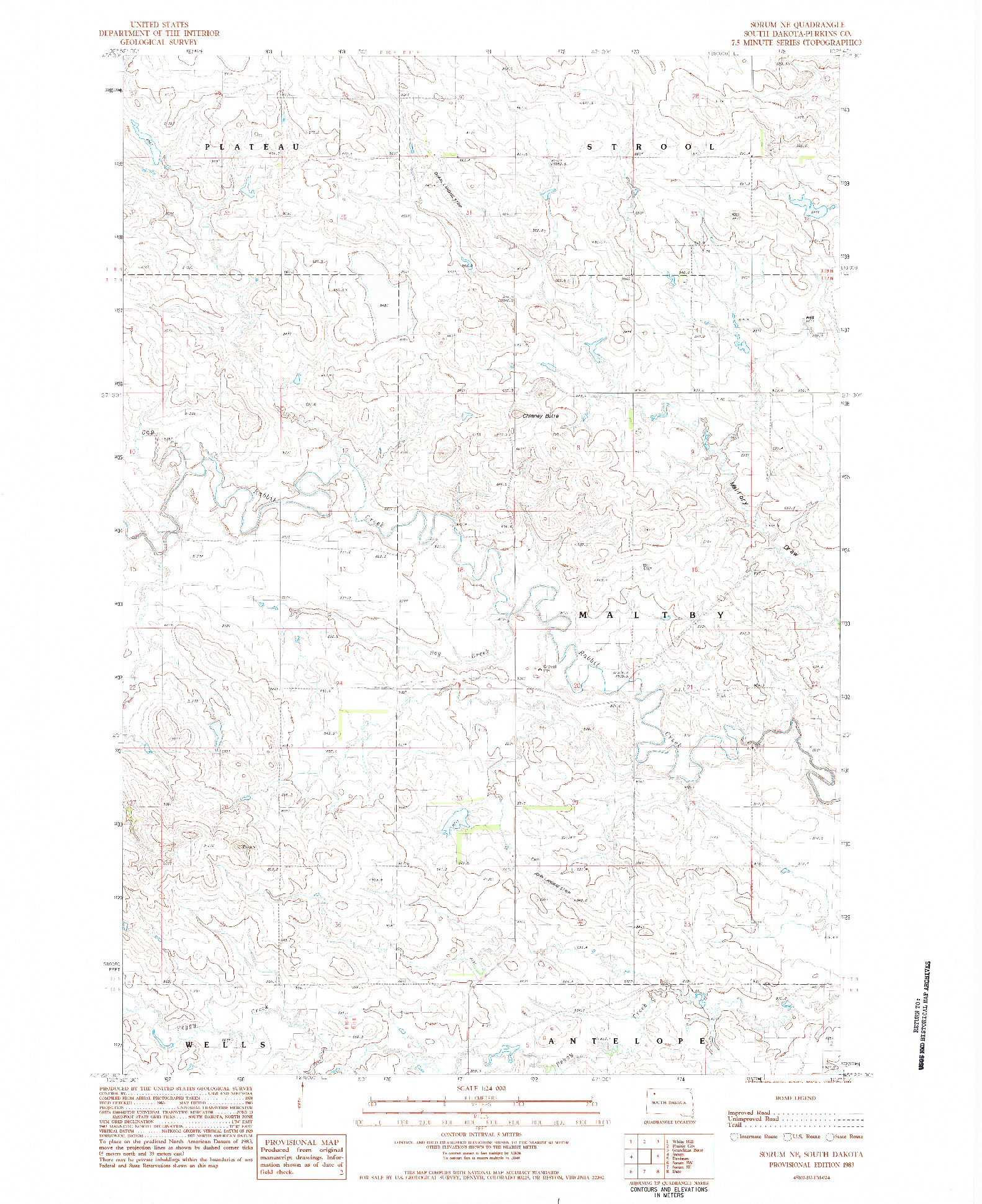 USGS 1:24000-SCALE QUADRANGLE FOR SORUM NE, SD 1983