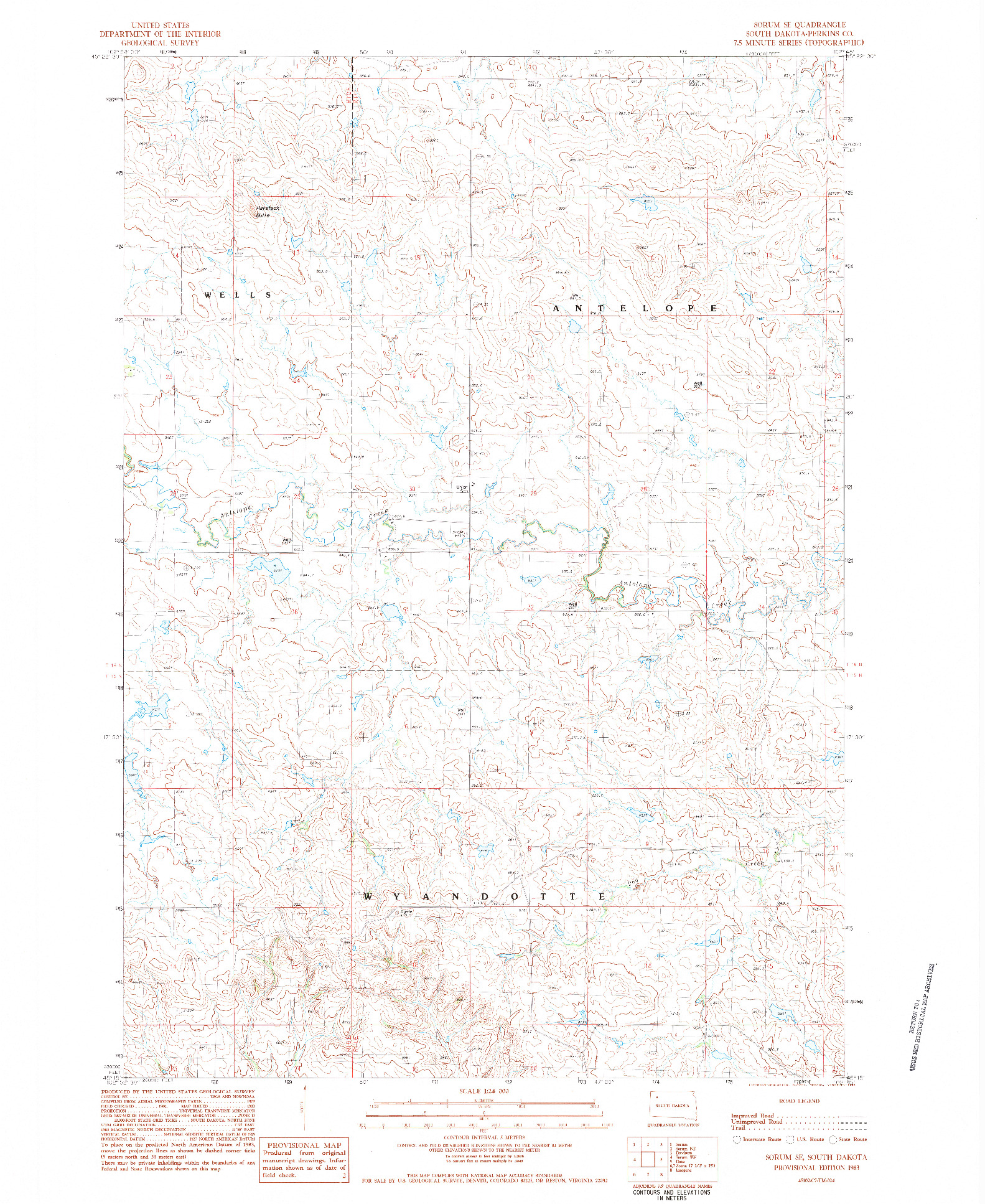 USGS 1:24000-SCALE QUADRANGLE FOR SORUM SE, SD 1983