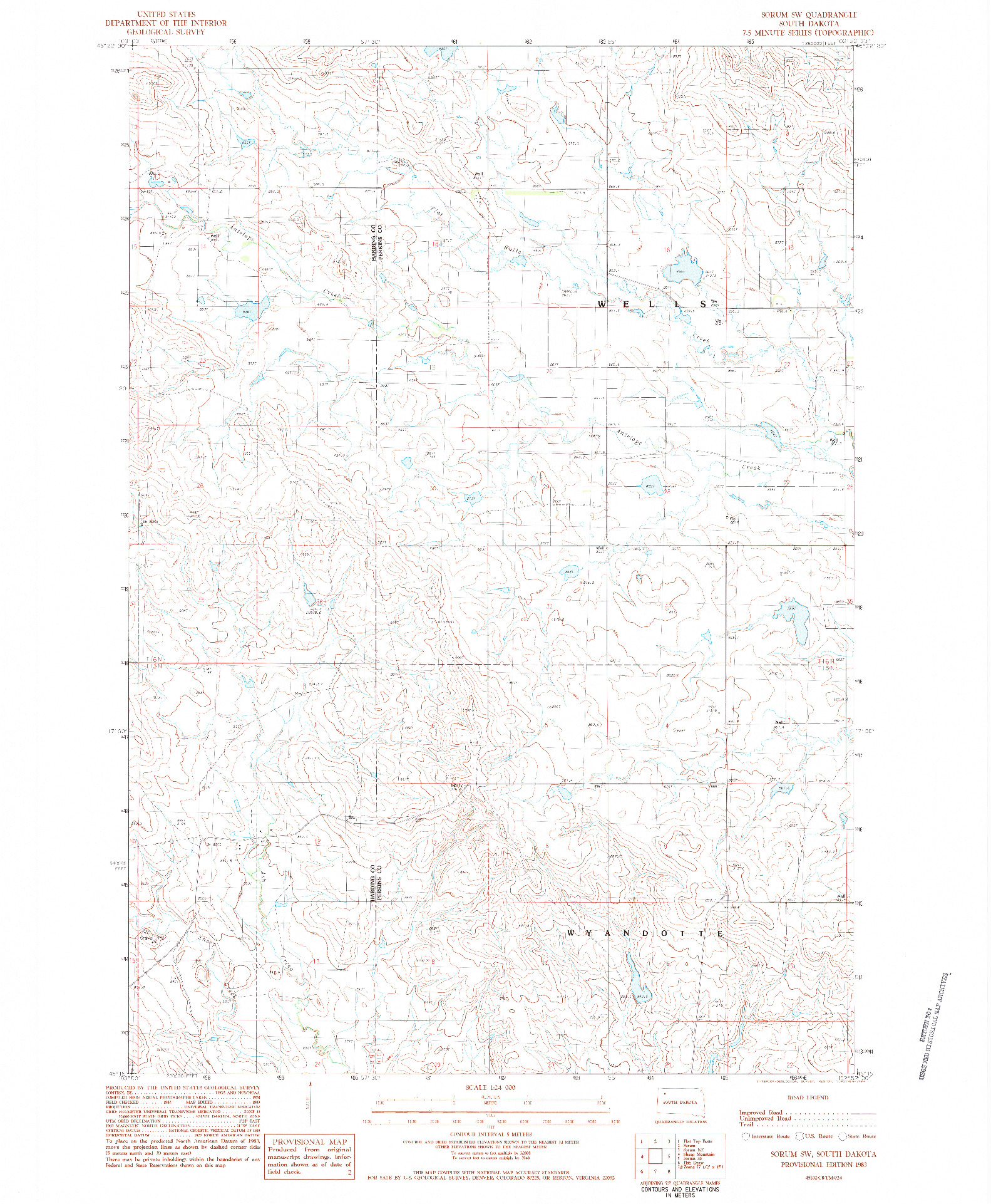 USGS 1:24000-SCALE QUADRANGLE FOR SORUM SW, SD 1983