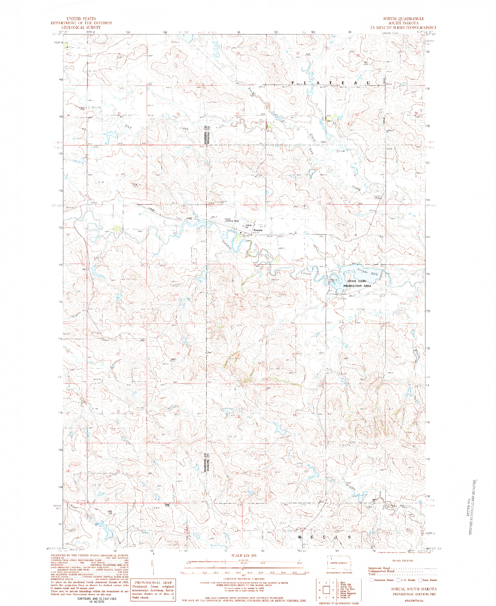 USGS 1:24000-SCALE QUADRANGLE FOR SORUM, SD 1983