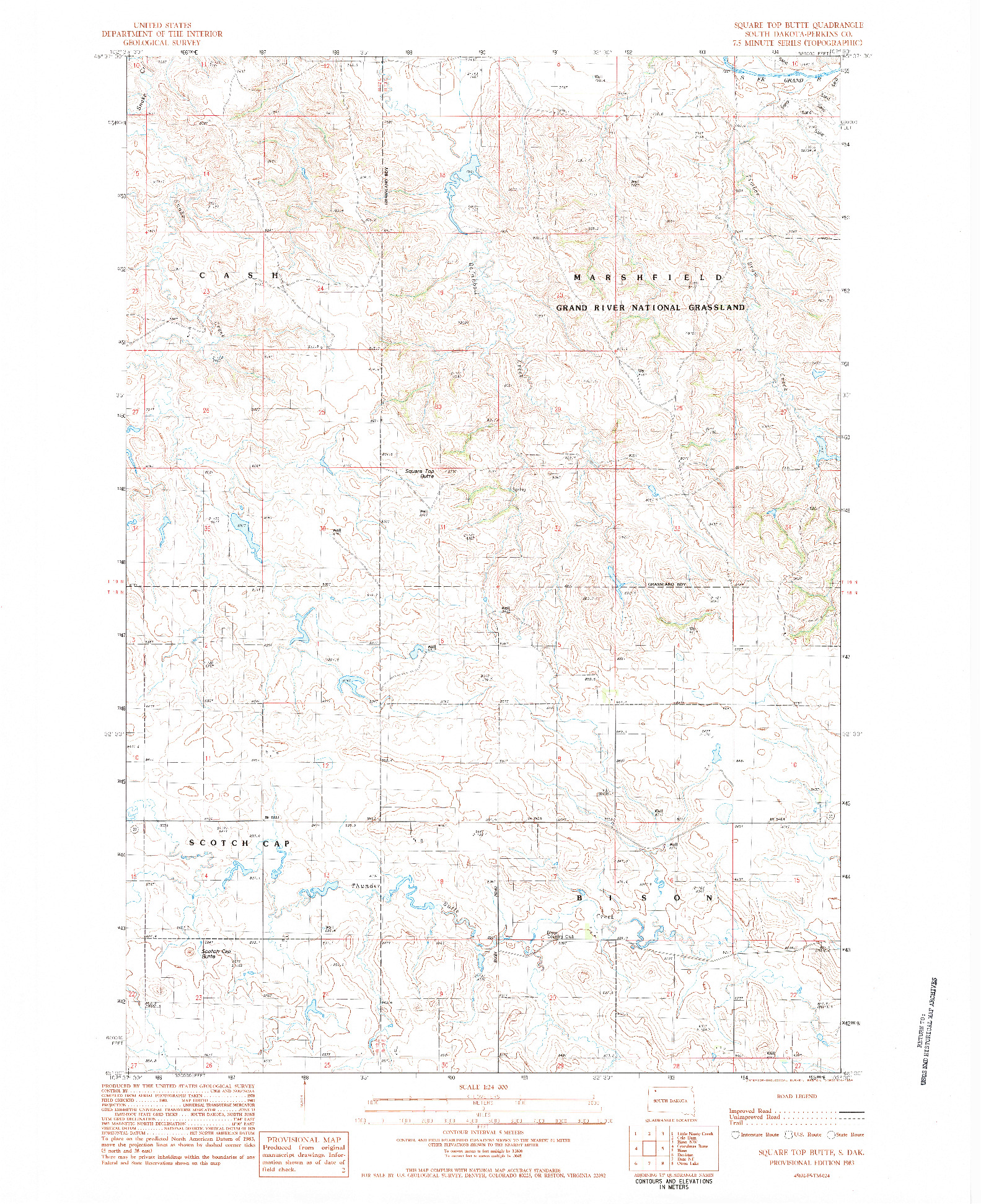 USGS 1:24000-SCALE QUADRANGLE FOR SQUARE TOP BUTTE, SD 1983