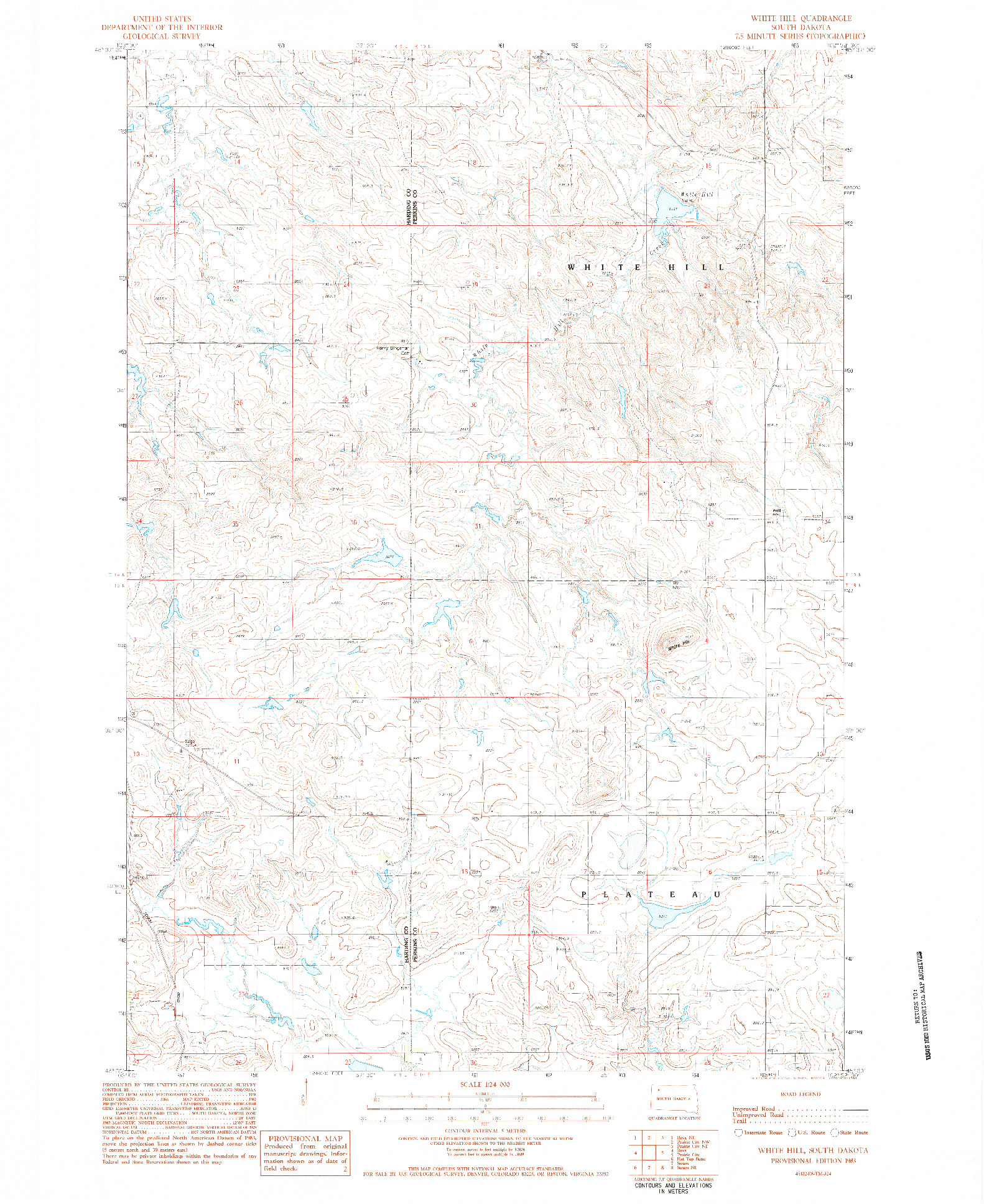 USGS 1:24000-SCALE QUADRANGLE FOR WHITE HILL, SD 1983