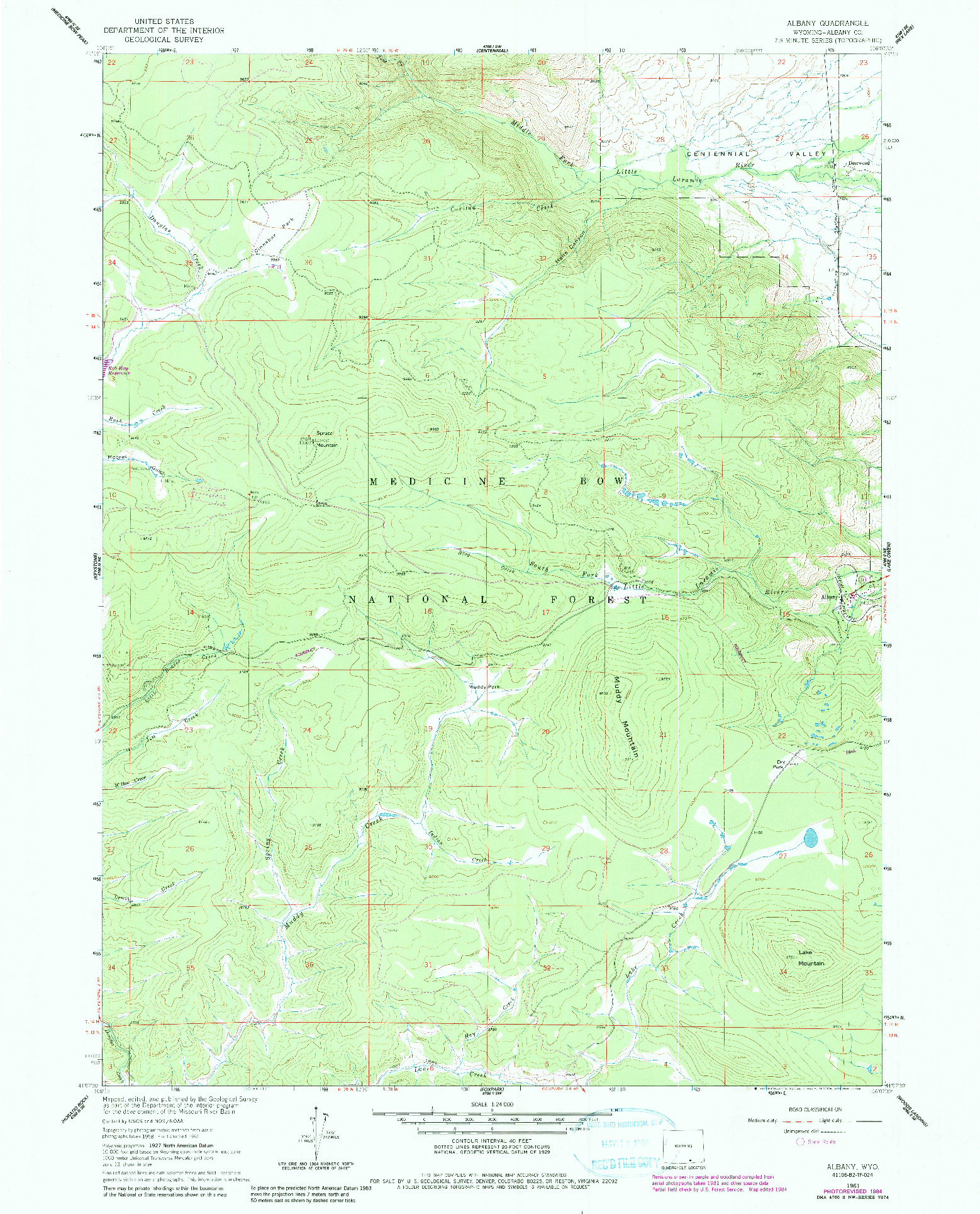 USGS 1:24000-SCALE QUADRANGLE FOR ALBANY, WY 1961