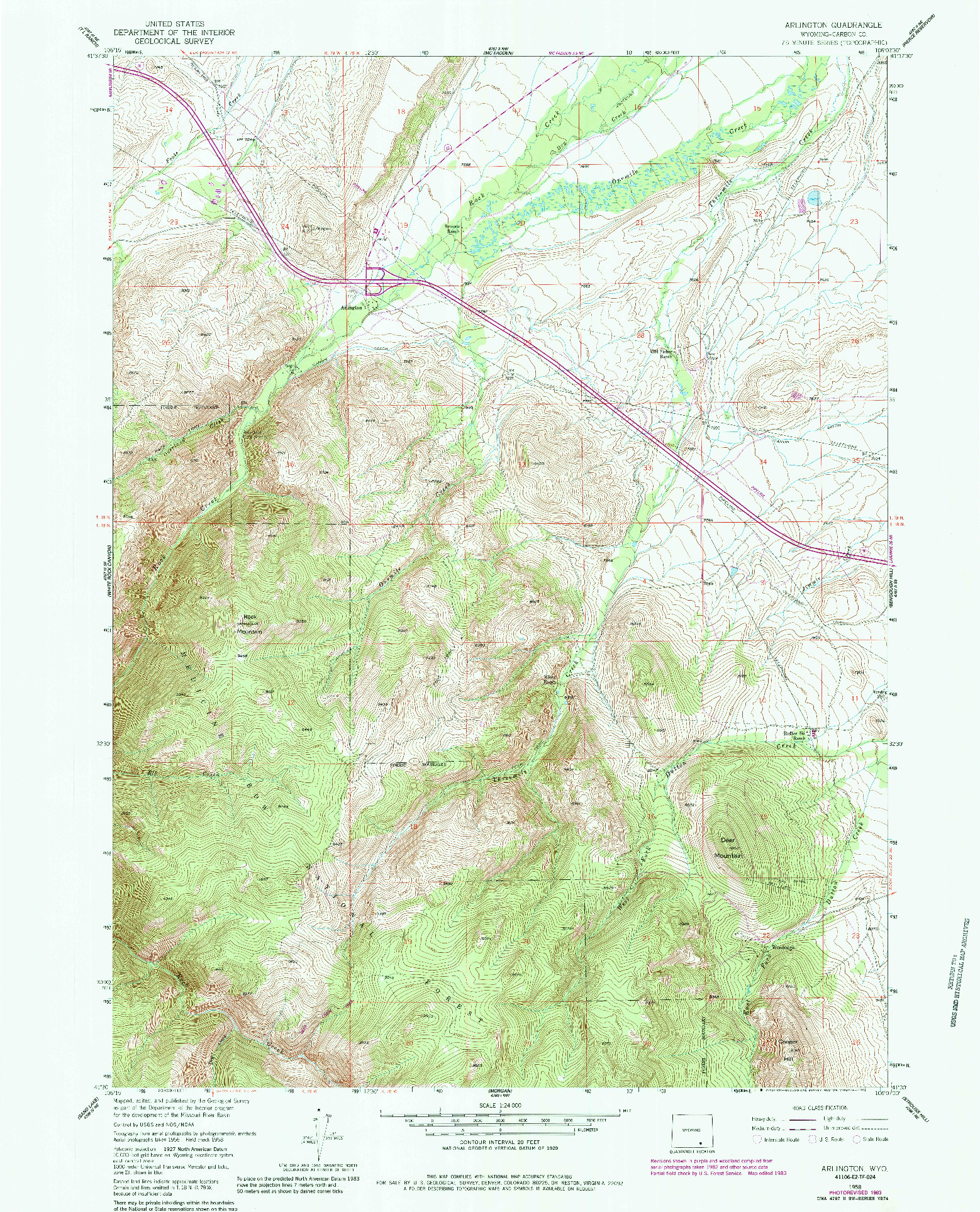 USGS 1:24000-SCALE QUADRANGLE FOR ARLINGTON, WY 1958