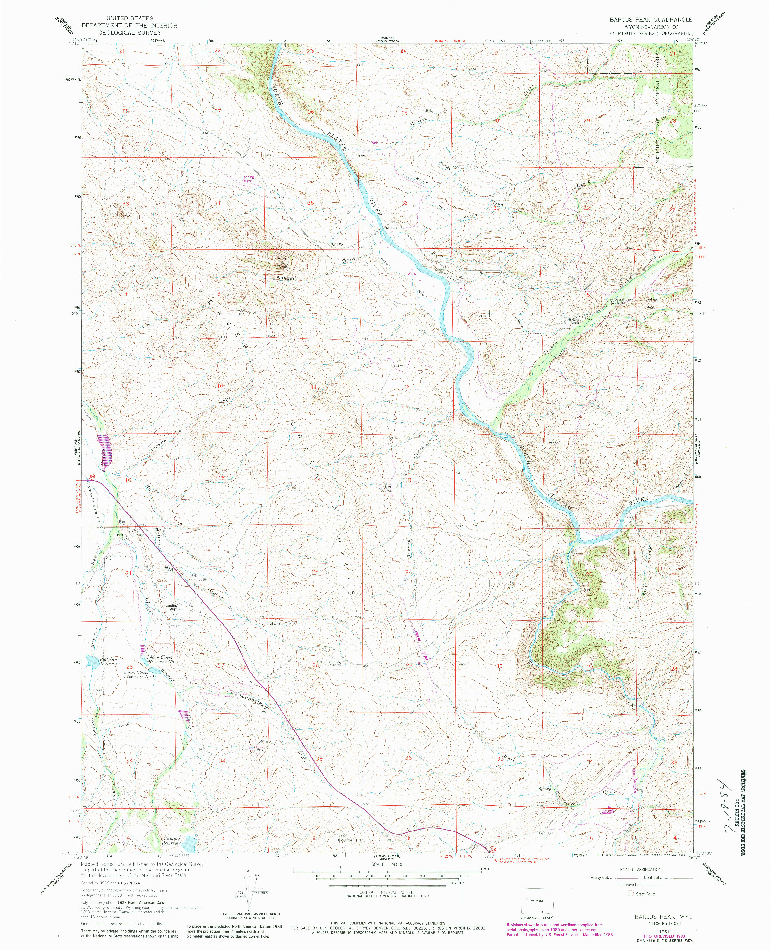 USGS 1:24000-SCALE QUADRANGLE FOR BARCUS PEAK, WY 1961