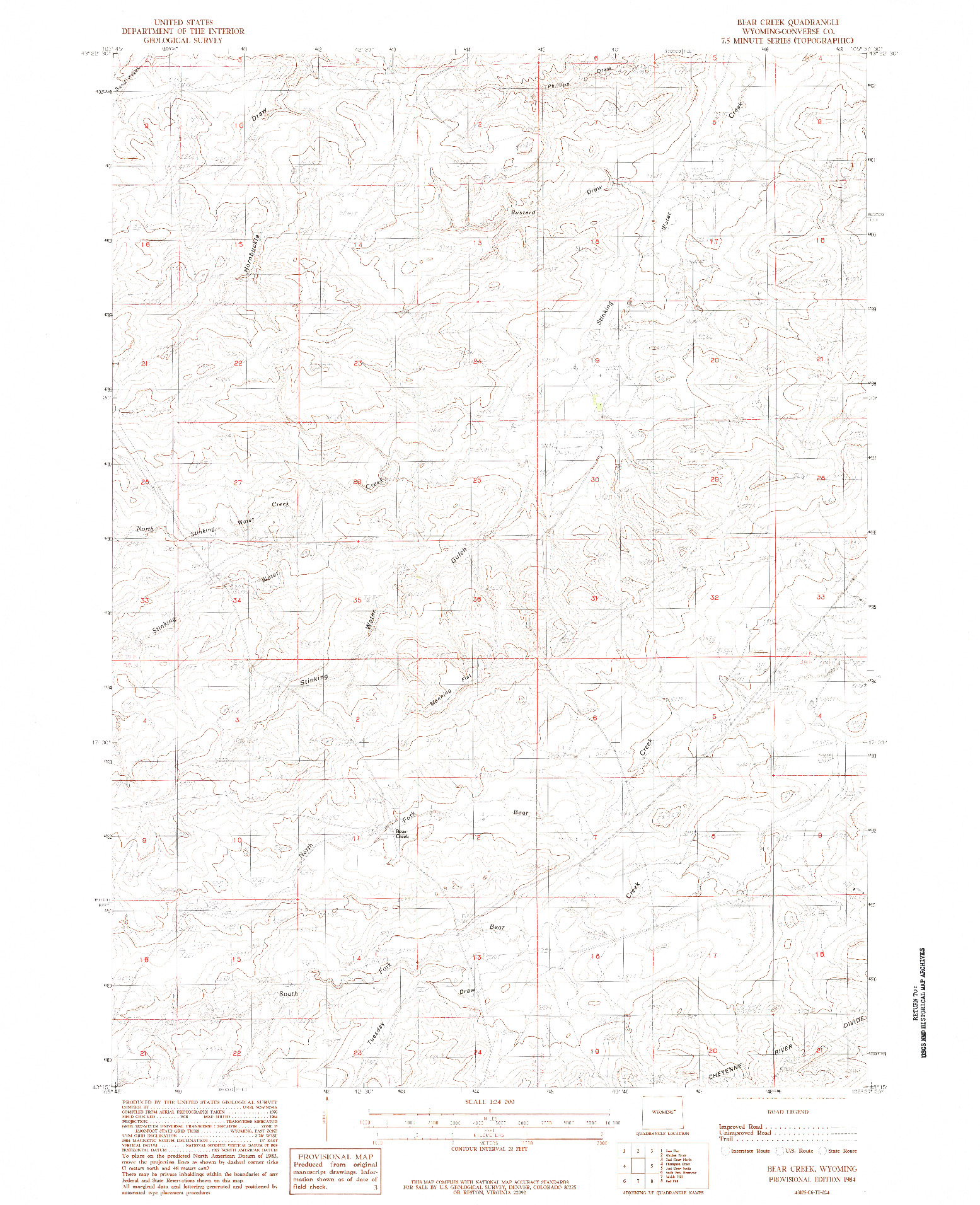 USGS 1:24000-SCALE QUADRANGLE FOR BEAR CREEK, WY 1984