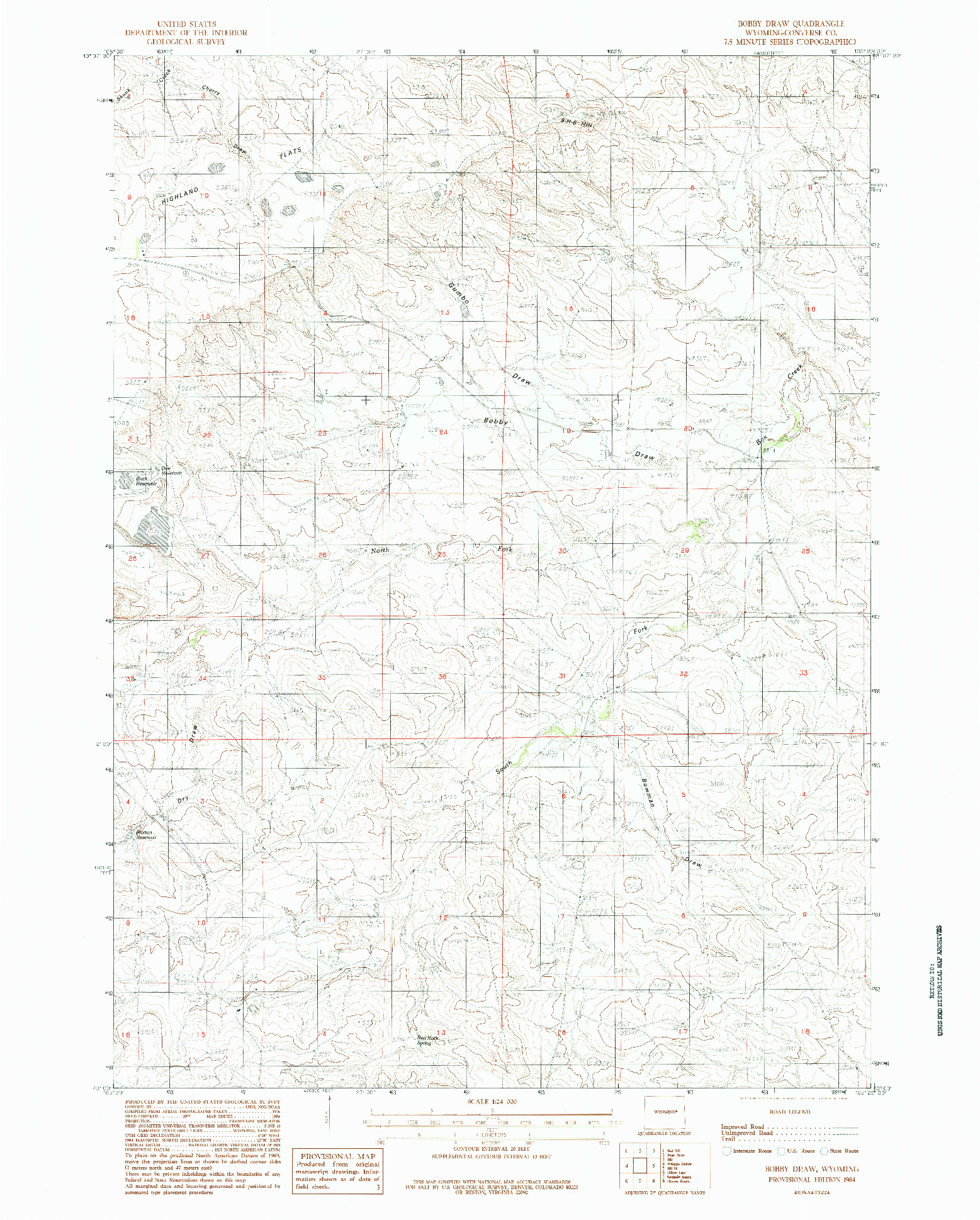 USGS 1:24000-SCALE QUADRANGLE FOR BOBBY DRAW, WY 1984