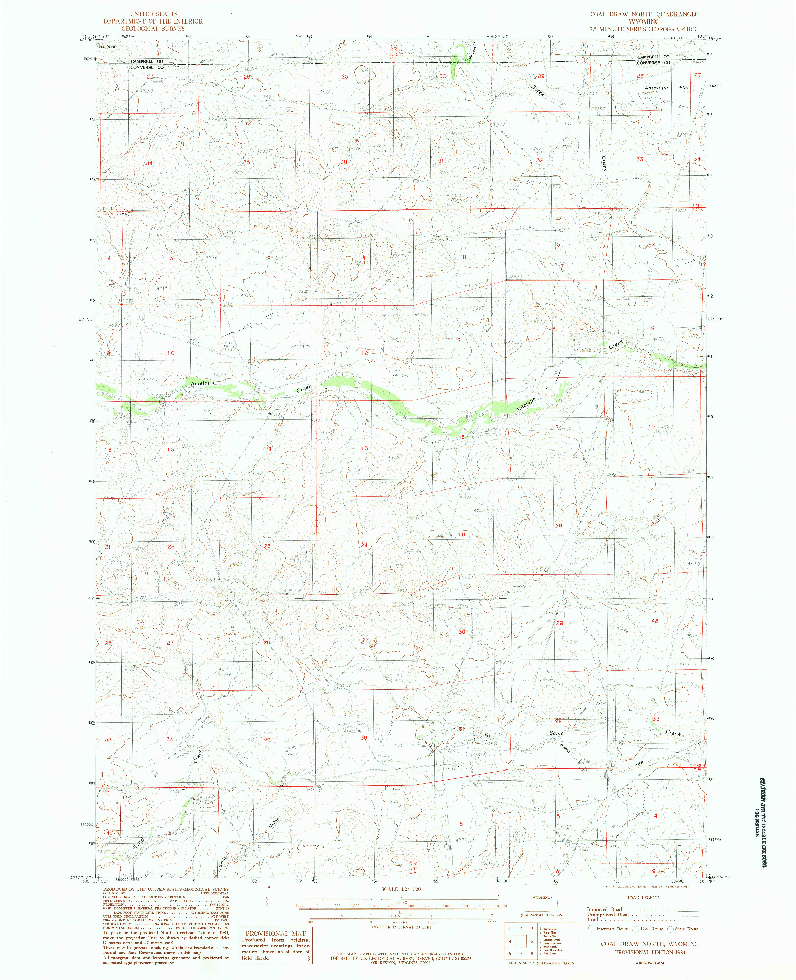 USGS 1:24000-SCALE QUADRANGLE FOR COAL DRAW NORTH, WY 1984