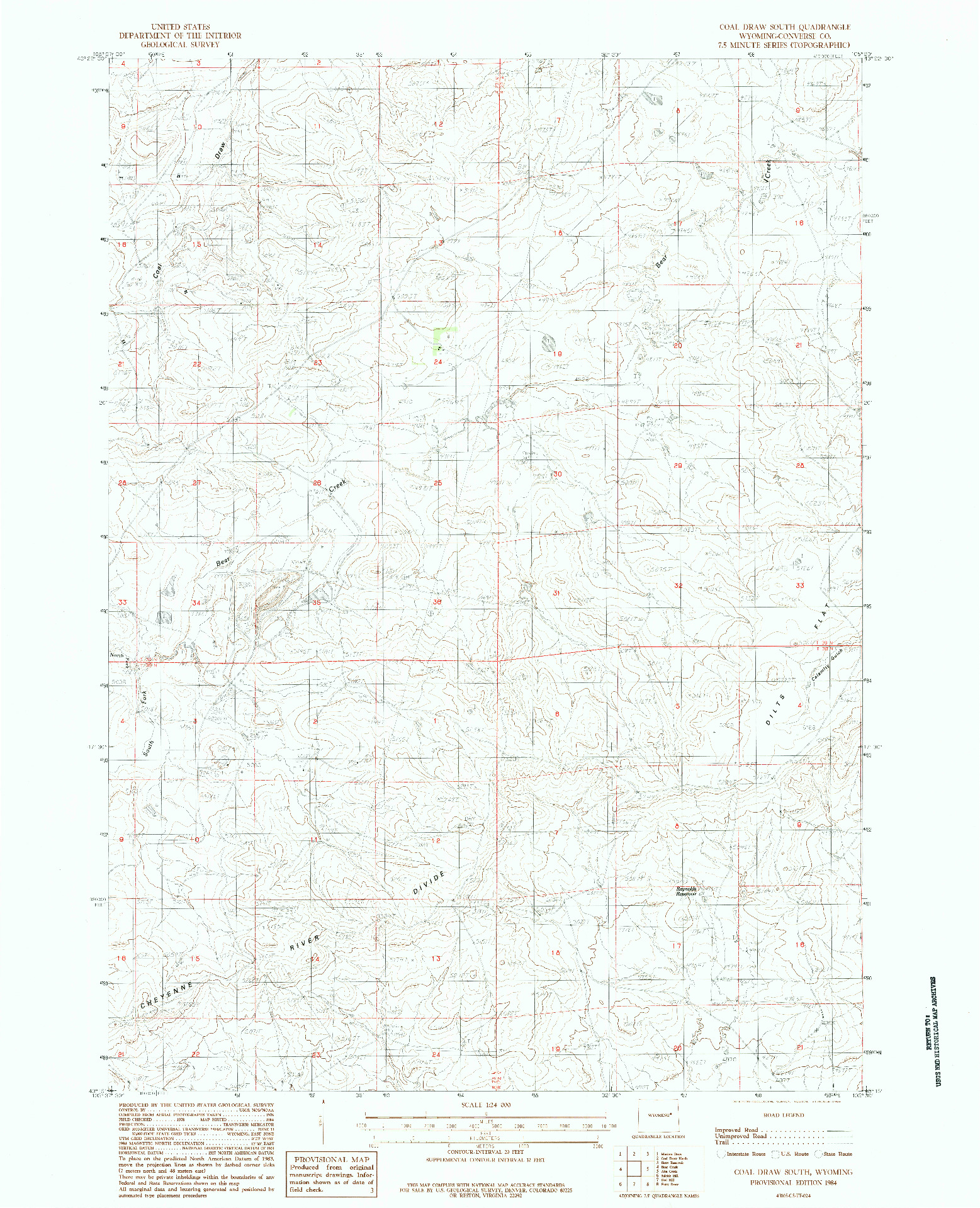 USGS 1:24000-SCALE QUADRANGLE FOR COAL DRAW SOUTH, WY 1984