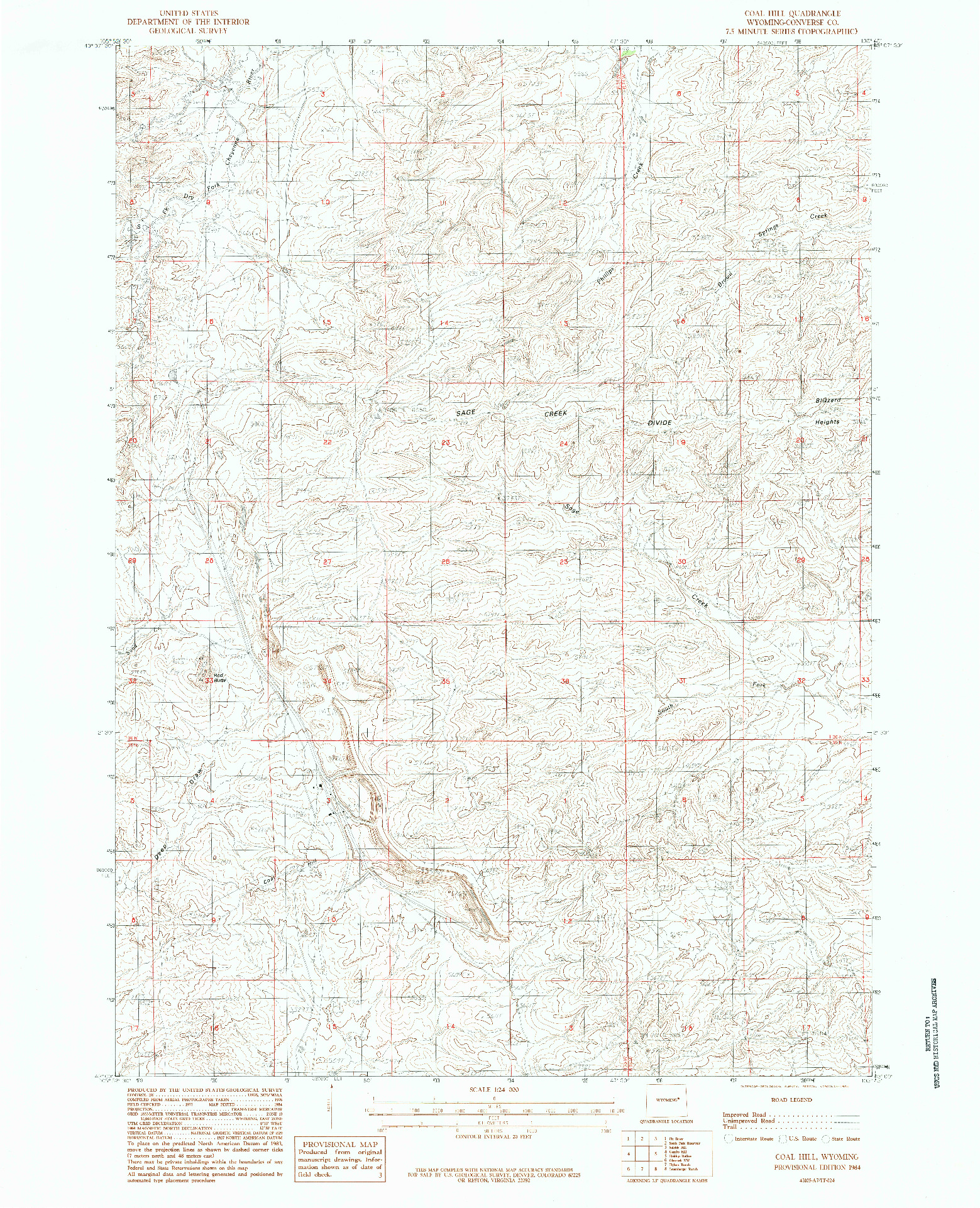 USGS 1:24000-SCALE QUADRANGLE FOR COAL HILL, WY 1984