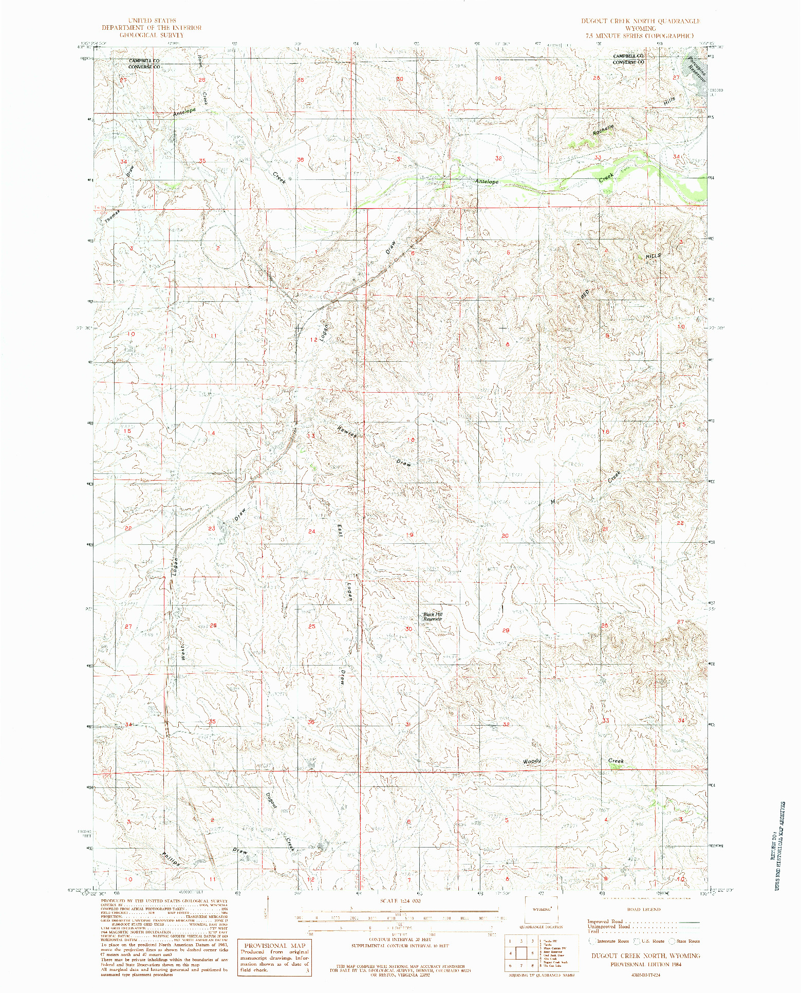 USGS 1:24000-SCALE QUADRANGLE FOR DUGOUT CREEK NORTH, WY 1984