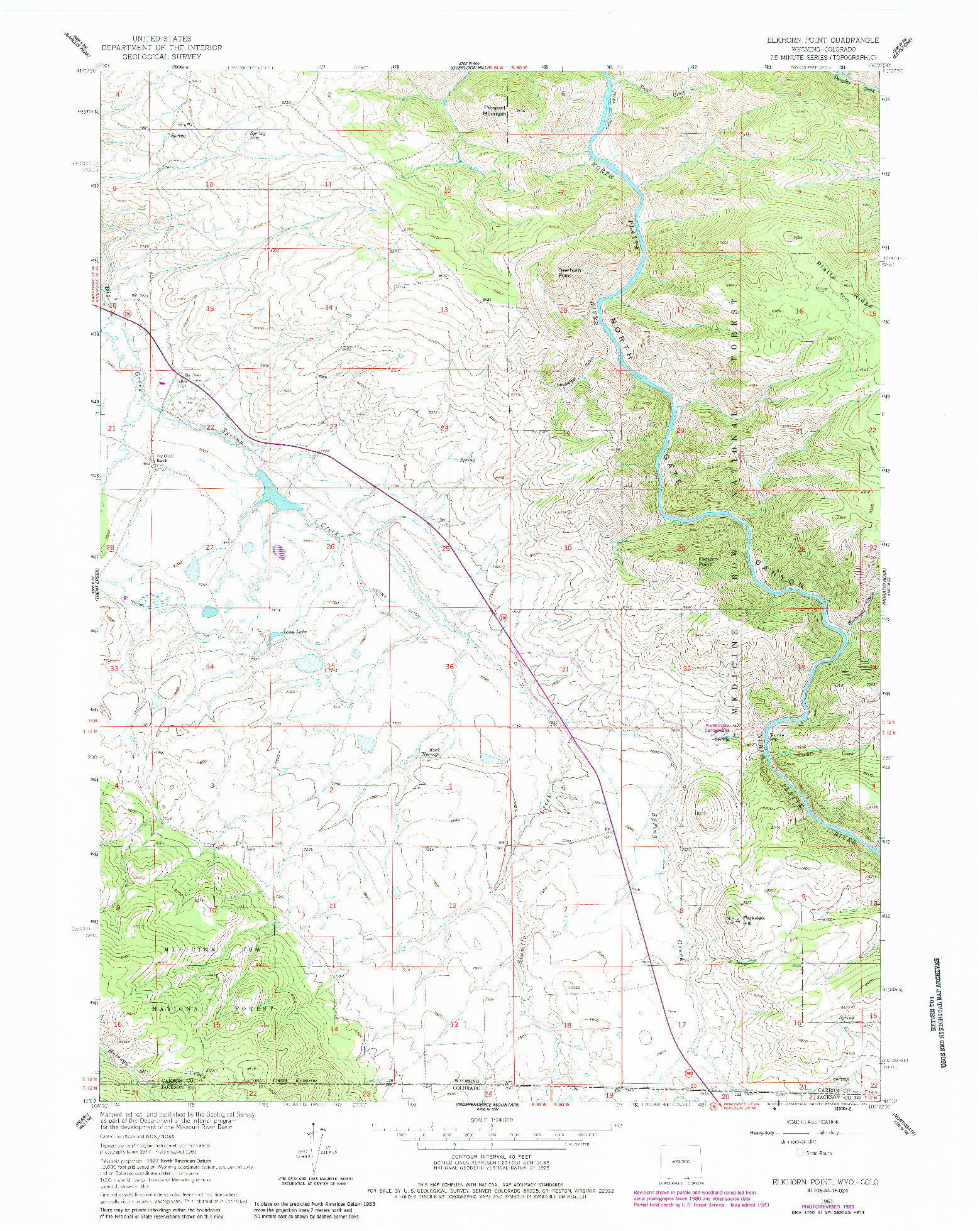 USGS 1:24000-SCALE QUADRANGLE FOR ELKHORN POINT, WY 1961